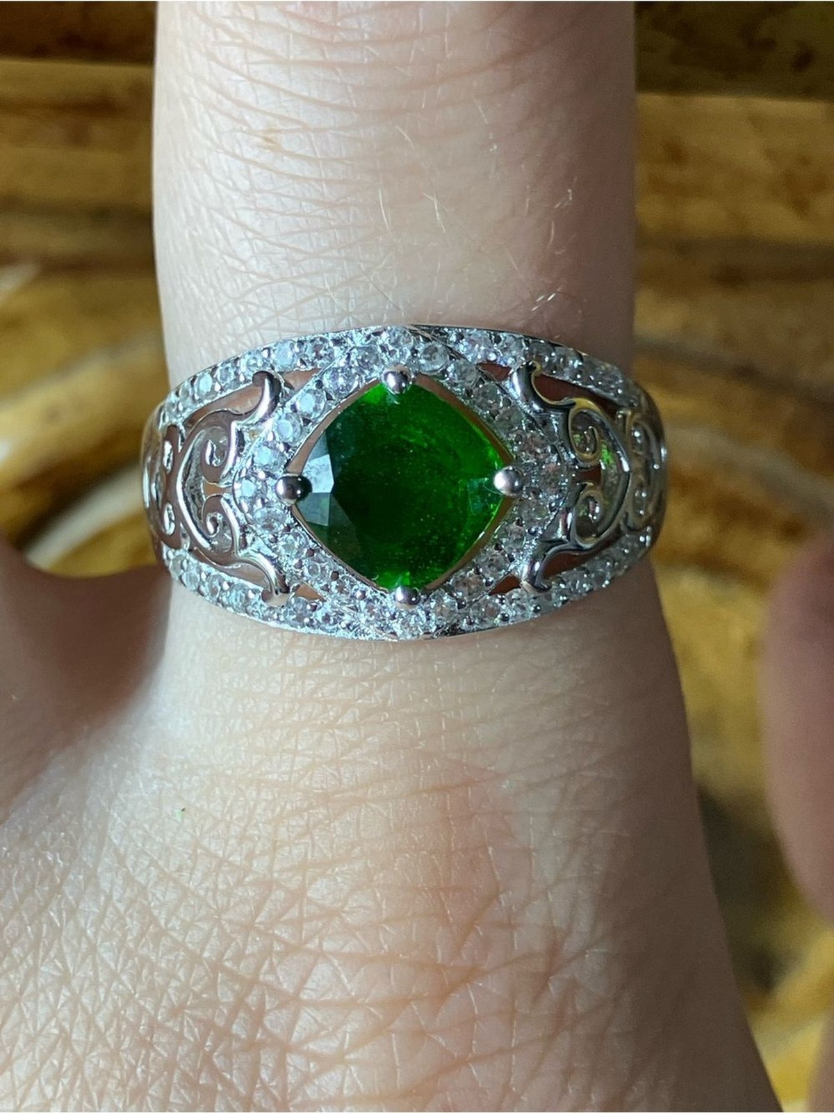Natural Chrome Diopside Sterling Silver Ring Size 9.25