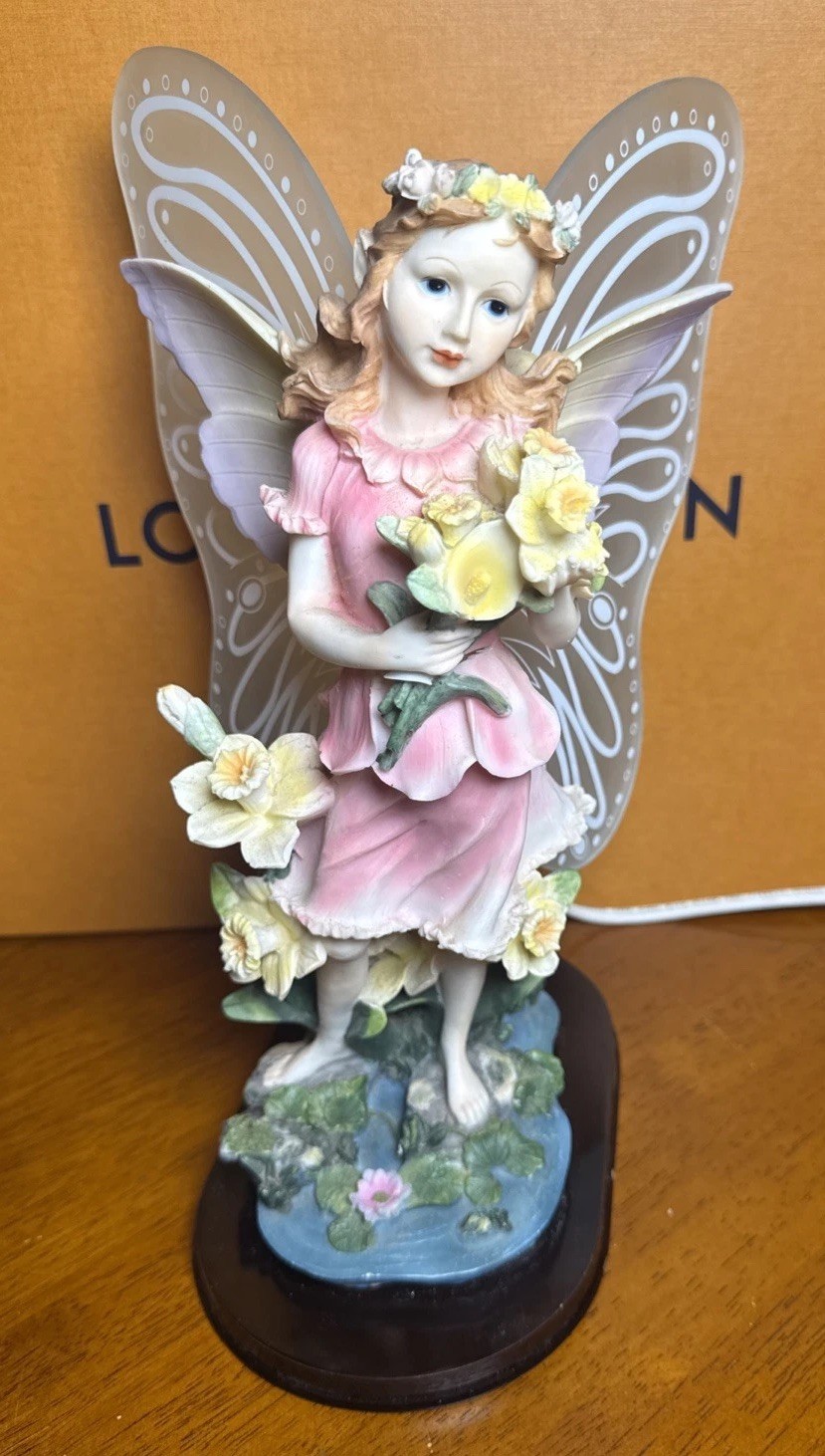 Beautiful Vintage Winged Fairy Lamp, Removable Wings, Working In Great Condition