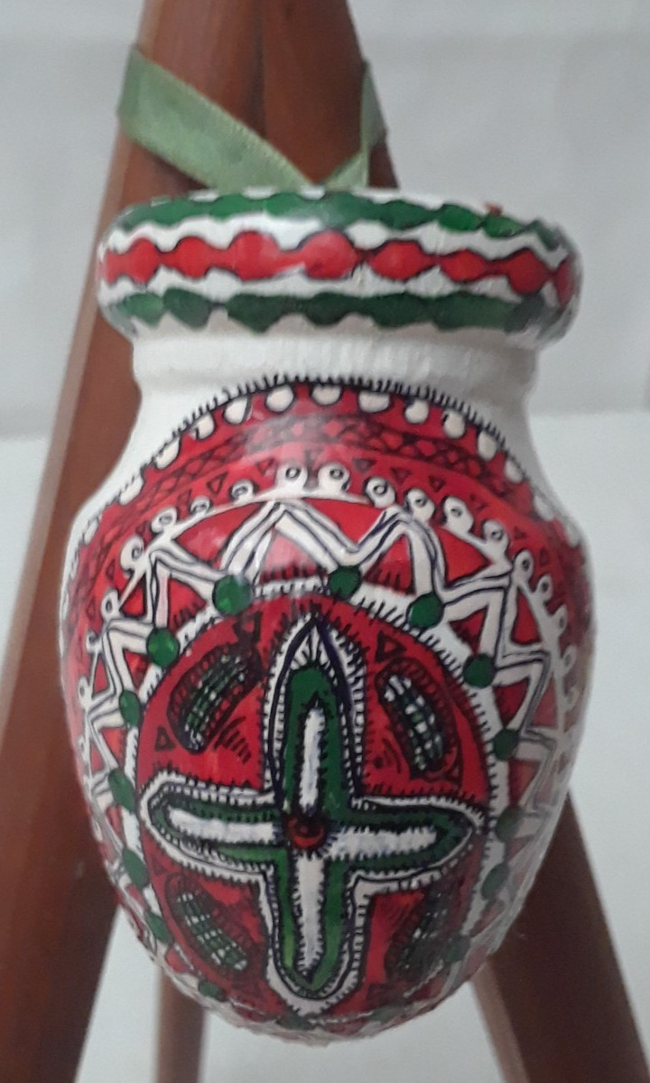 1987 Vintage Hand Painted Ukrainian Wooden Christmas Tree Ornaments Signed