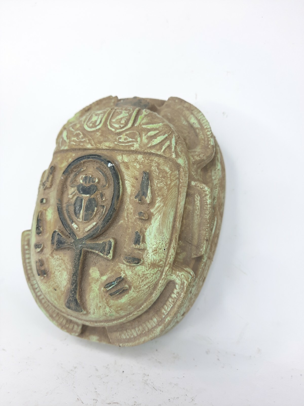 RARE ANCIENT EGYPTIAN ANTIQUE Scarab with Key of Life Luck Hieroglyphic 1719 Bc