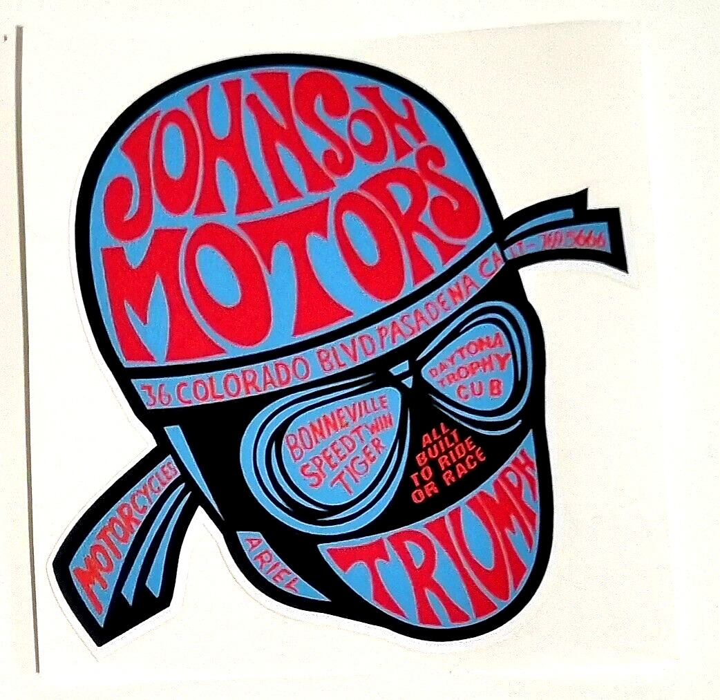 JOHNSON MOTORS MOTORCYCLE Vinyl Decal Sticker TRIUMPH HARLEY DAVIDSON BSA ARIEL