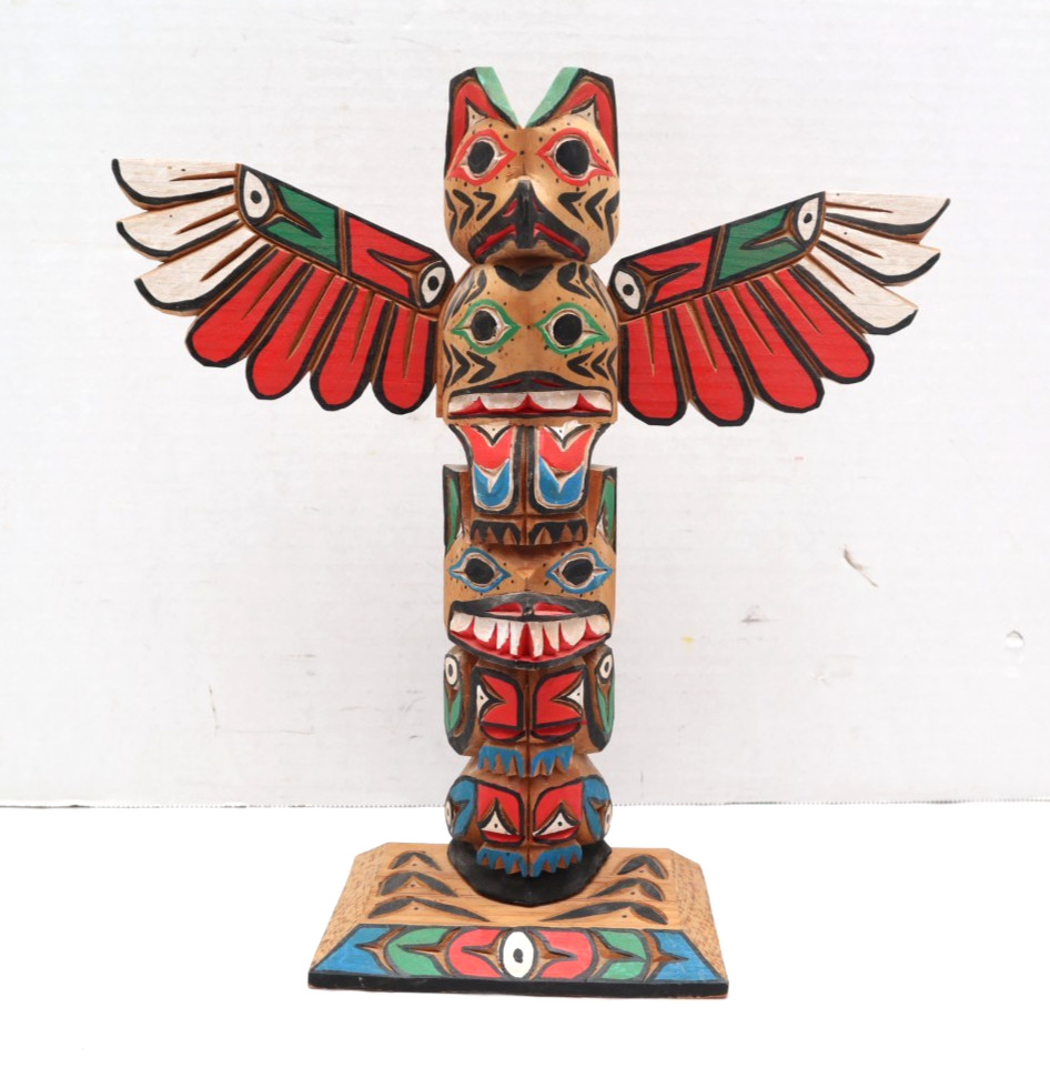 Vintage Nancy Williams 12” Totem Pole Signed Northwest Coast Native American