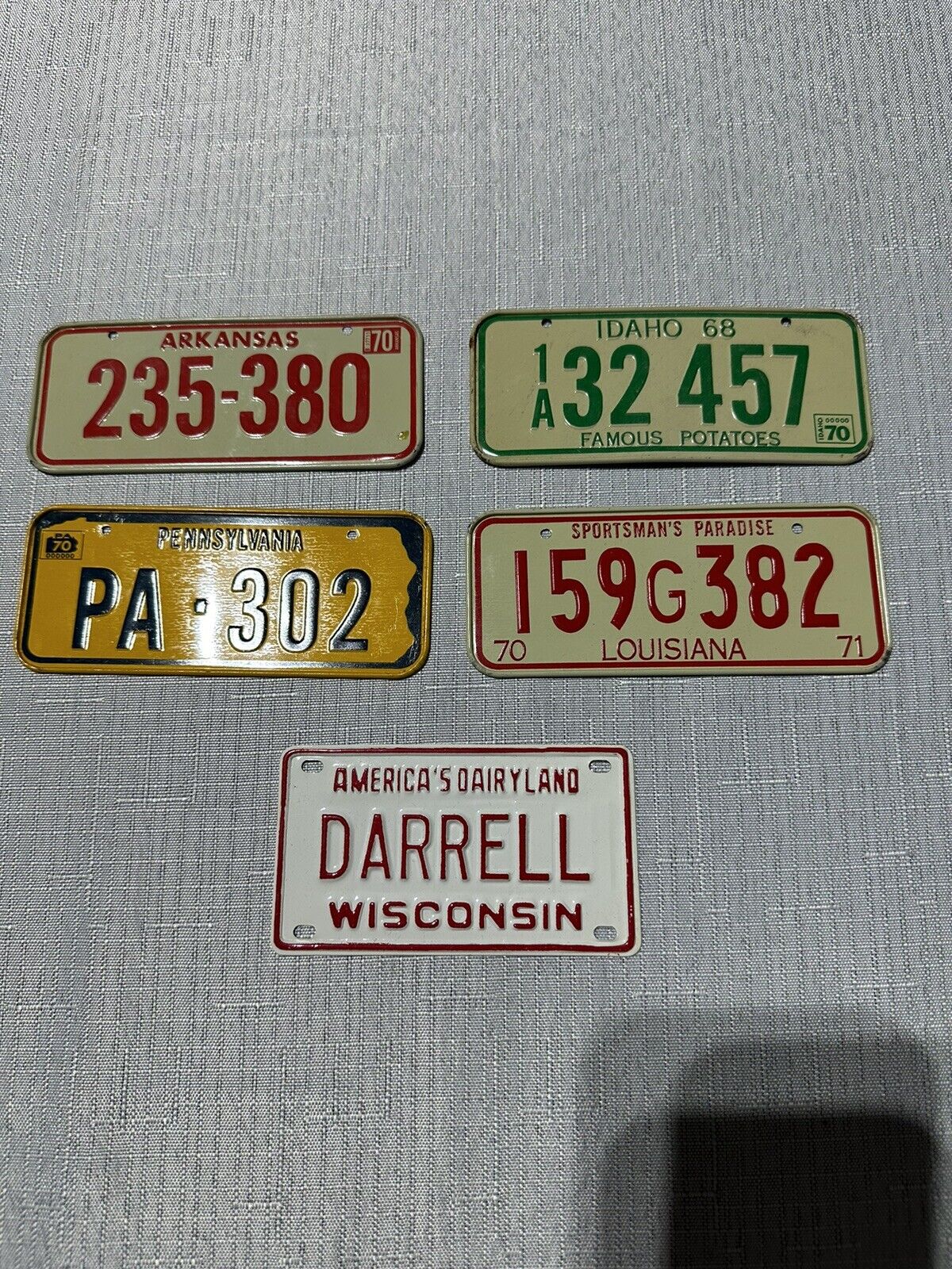 Vintage Post Wheaties 1970\'s/80s (Mini) Bike License Plates 4 +1 Lot Metal Tags