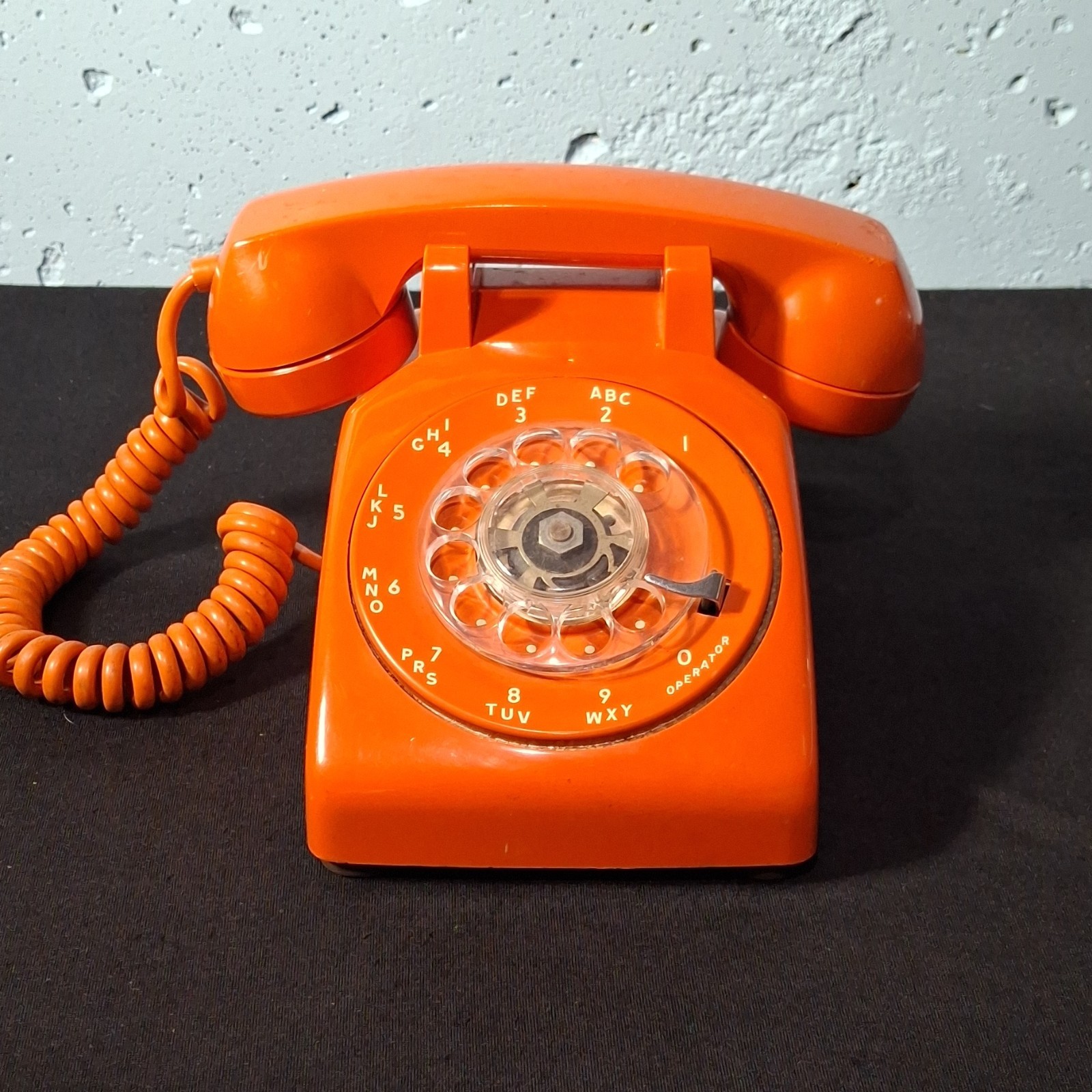 Vintage ITT Orange Rotary Dial Desk Telephone 1970s Retro Untested