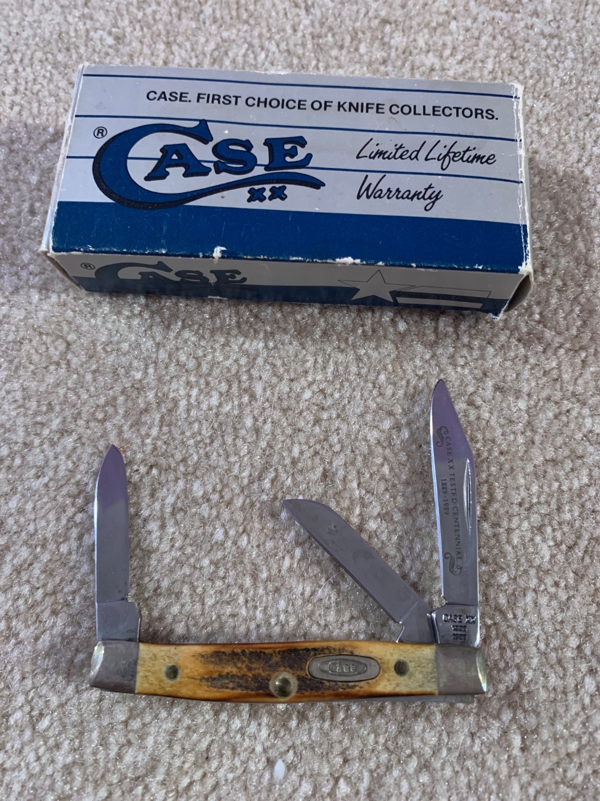Case XX 5333 SS Stag Small Stockman Tested Centennial 1889-1989 NIB