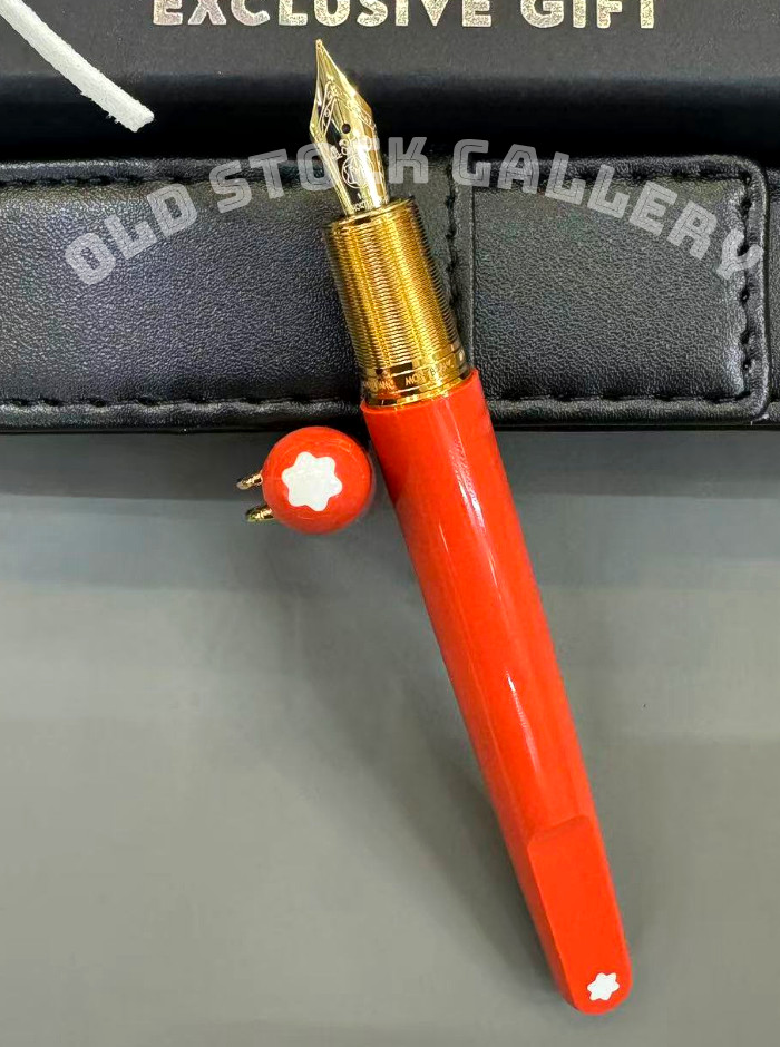 MONTBLANC M Series Orange Gold Magnetic Cap Fountain Pen Luxury Rare VIP Gift