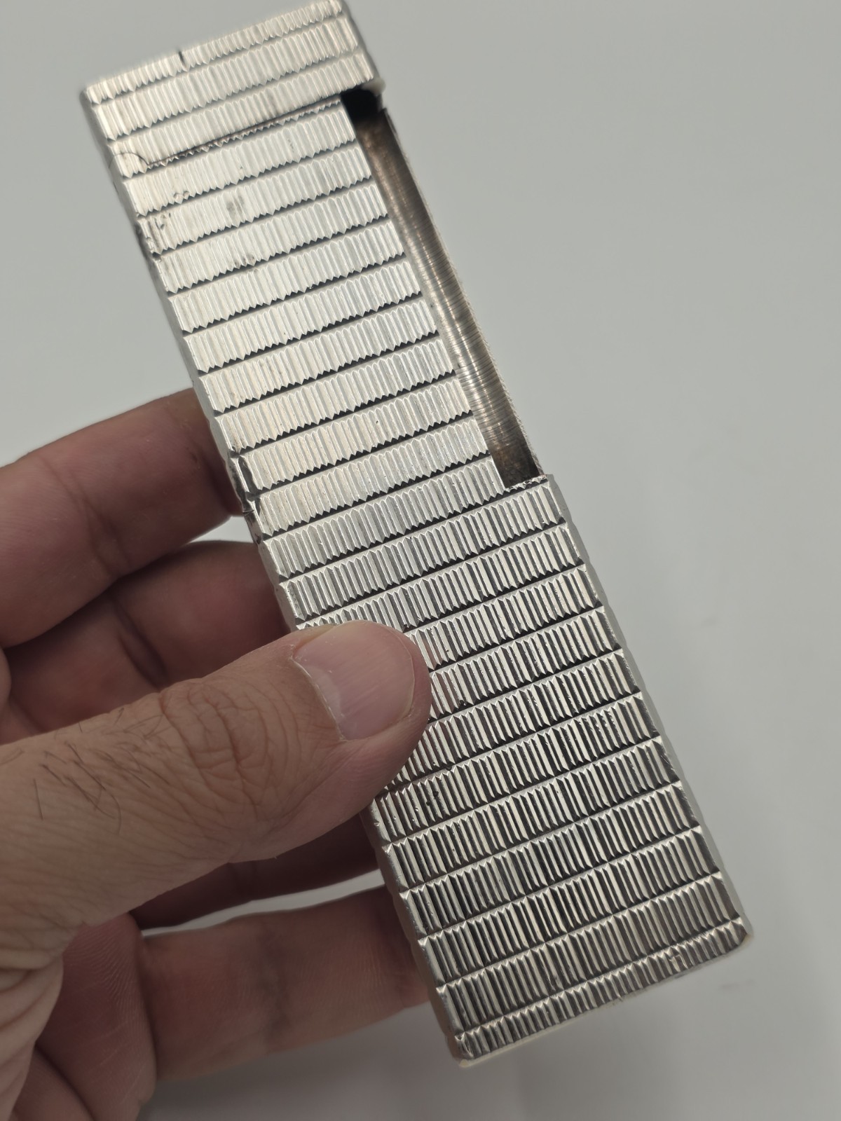 Rare Vintage S.T. Dupont Paris Large Table Lighter Silver Guilloche France 6\