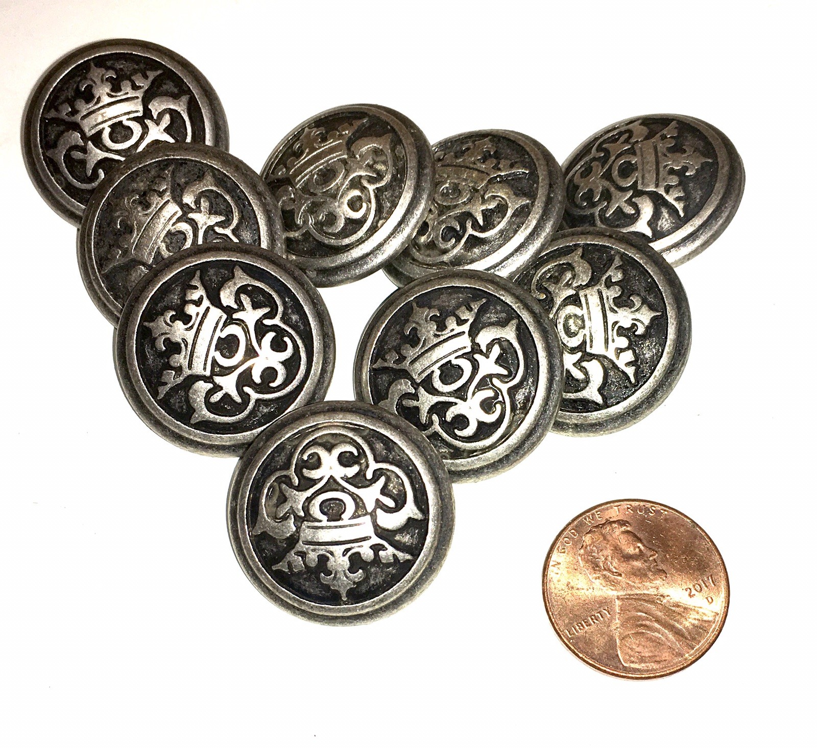 8 Vintage Pewter Coat Buttons Never Used Renaissance Faire Fabulous
