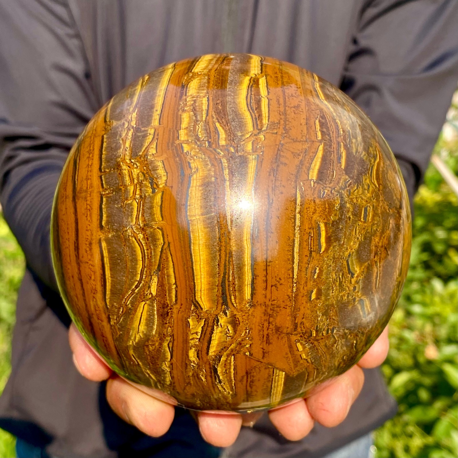 4.47LB Large Natural Tiger's Eye Ball Quartz Crystal Sphere Gem Healing Décor