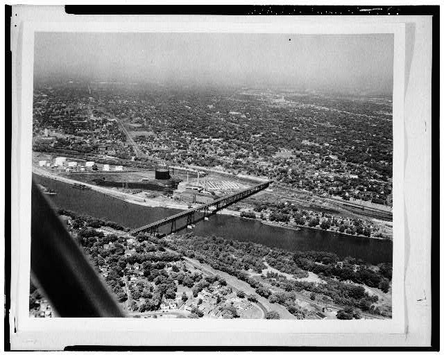 Photo:Saint Paul Minnesota 1958 Smith Avenue High Bridge Aerial View River