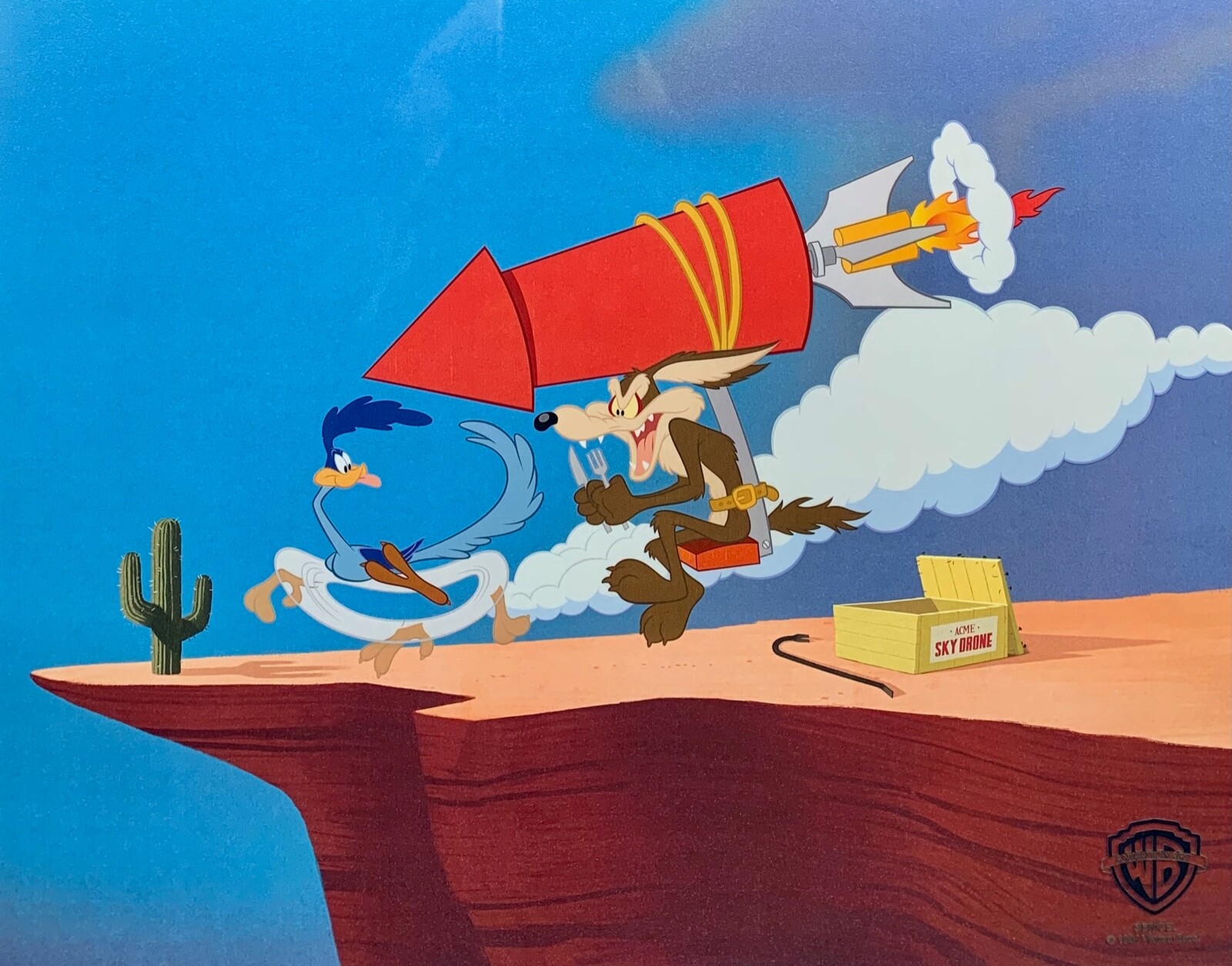 Warner Bros WILE COYOTE ROADRUNNER Sericel Animation Art Cel Acme Sky Drone