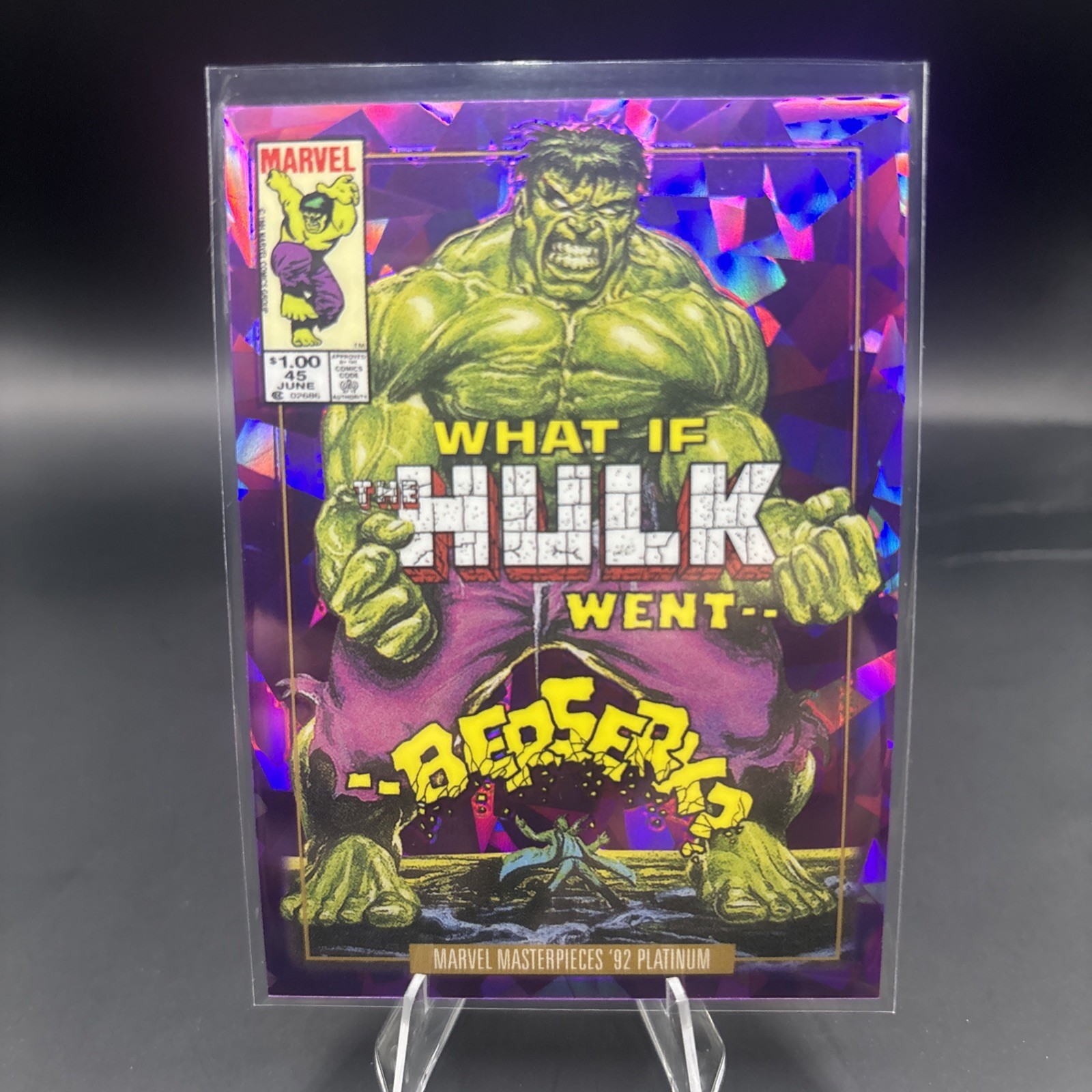 2024 Marvel Masterpieces '92 Platinum HULK #32V Purple Crystals VC /25