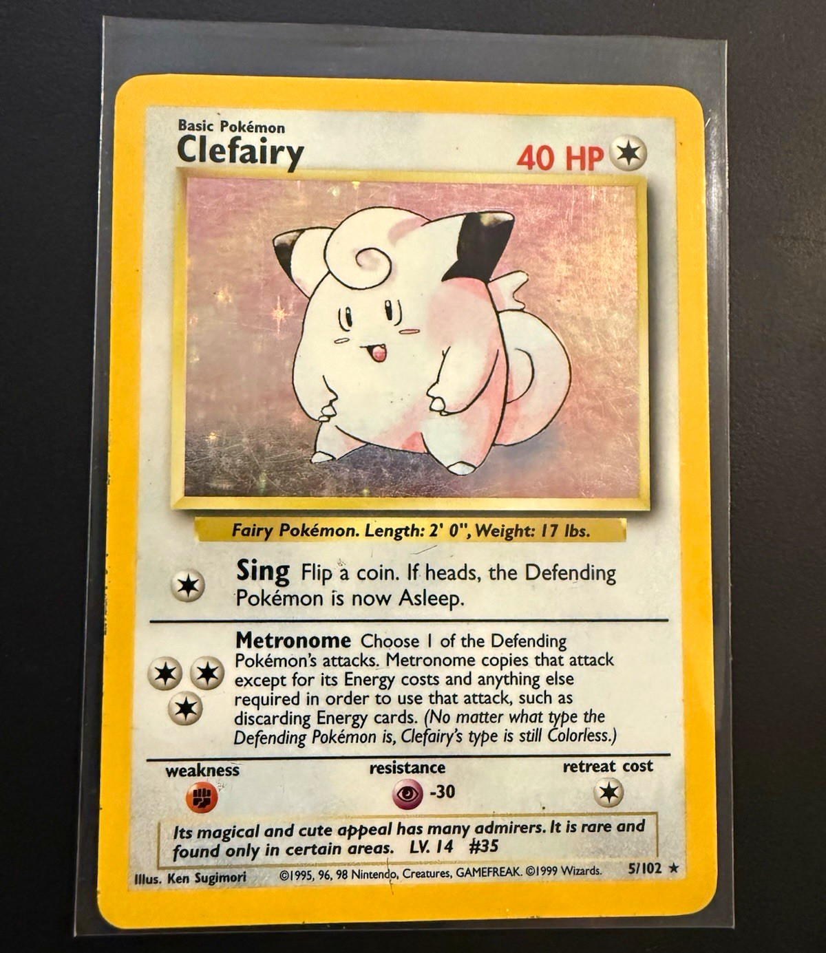 Pokémon Base Set Clefairy 5/102 1999 English Trading Card Foil LP Pokémon Base Set Clefairy 5/102 1999 English Trading Card Foil LP