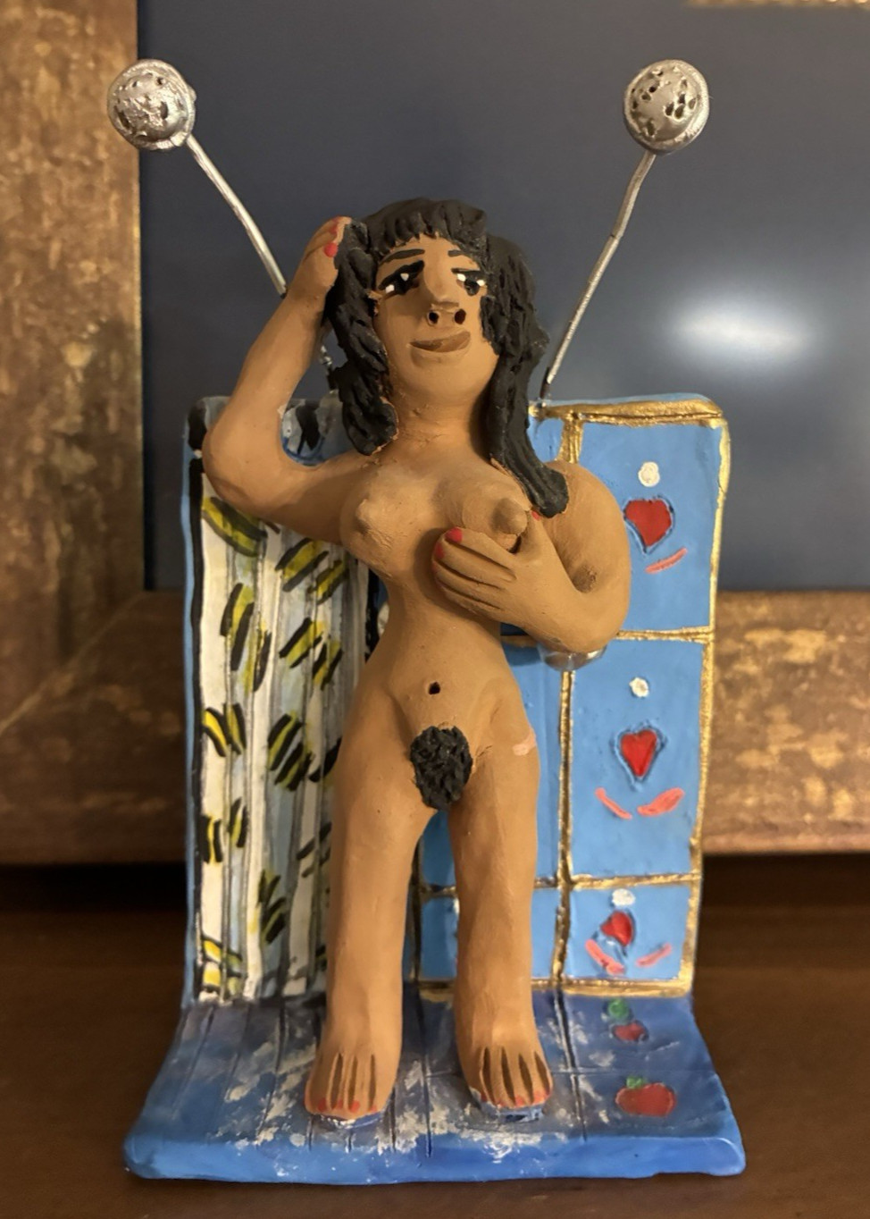 Vintage Josefina Aguilar Shower Scene Oaxacan Clay Folk Art Pottery Signed