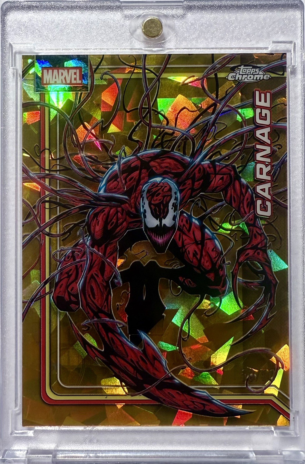 2026 Topps Chrome Marvel Comics Sapphire Edition CARNAGE 50/50 Gold Bookend