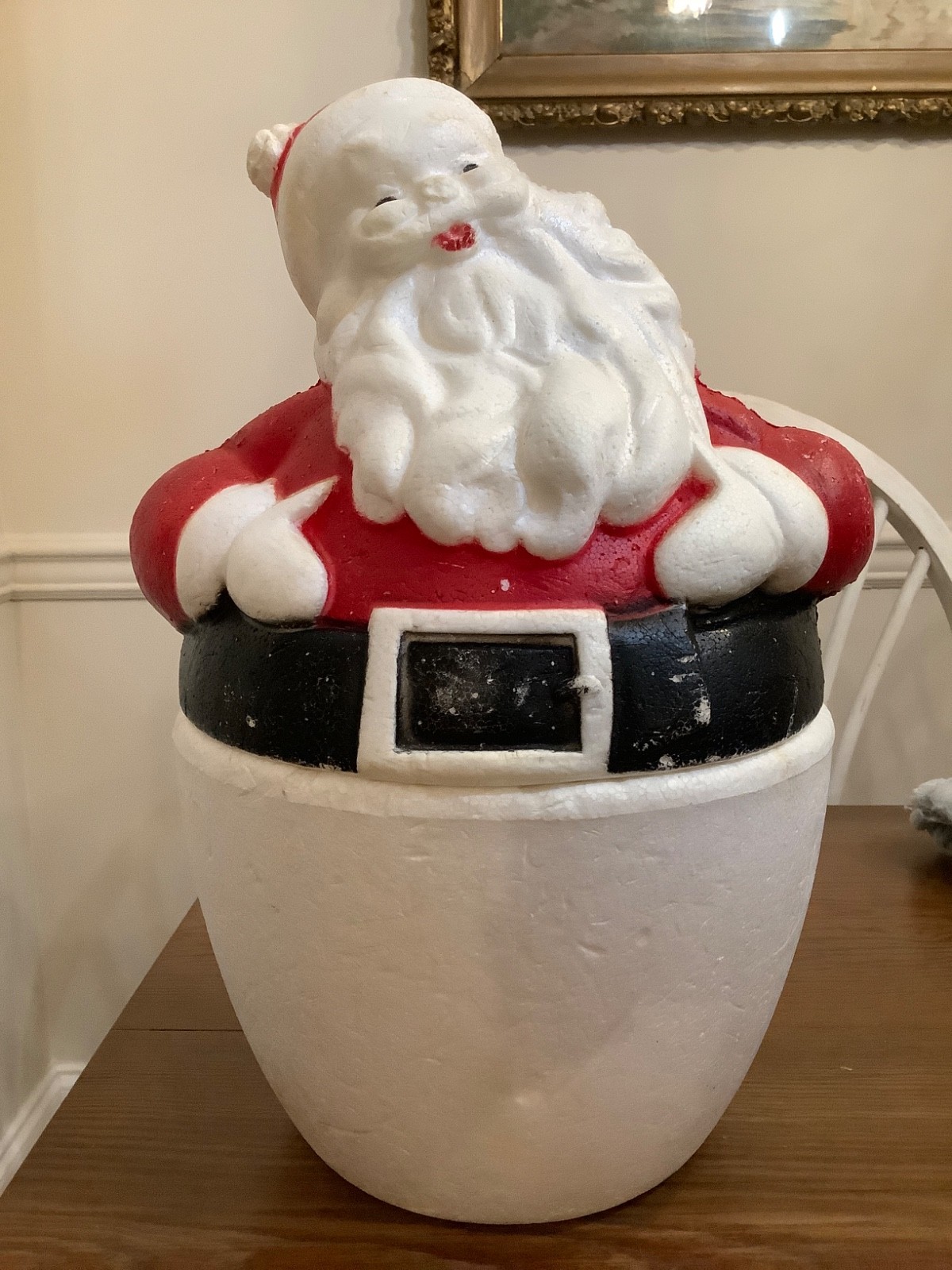 Vintage 50/60’s Styrofoam Christmas Santa Claus Cooler Holiday Gotham Ind.  T2