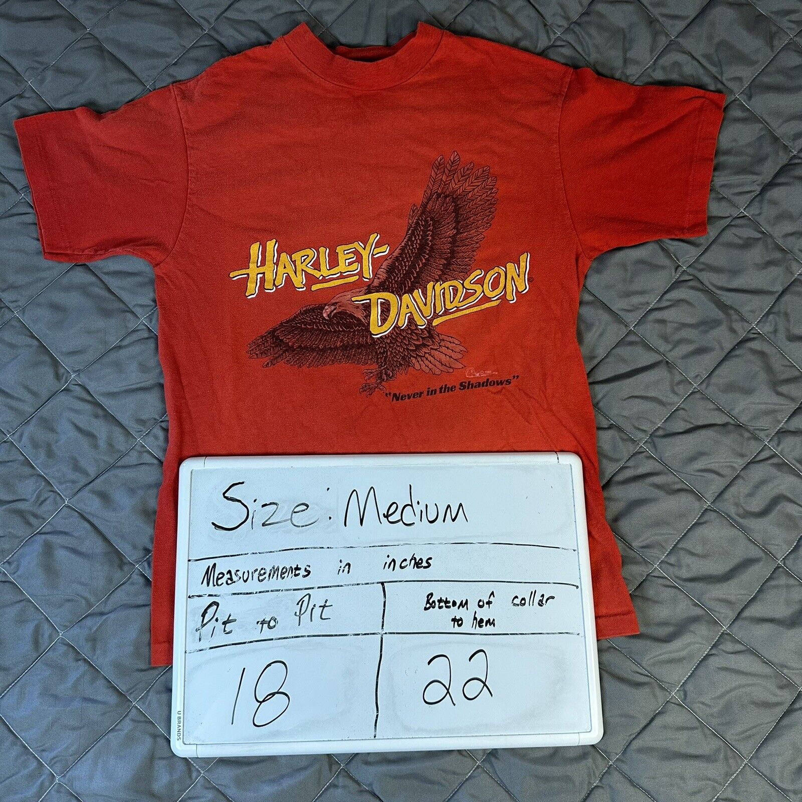 VINTAGE Harley Davidson Shirt Mens Medium Orange Single Stitch Florida 80s USA