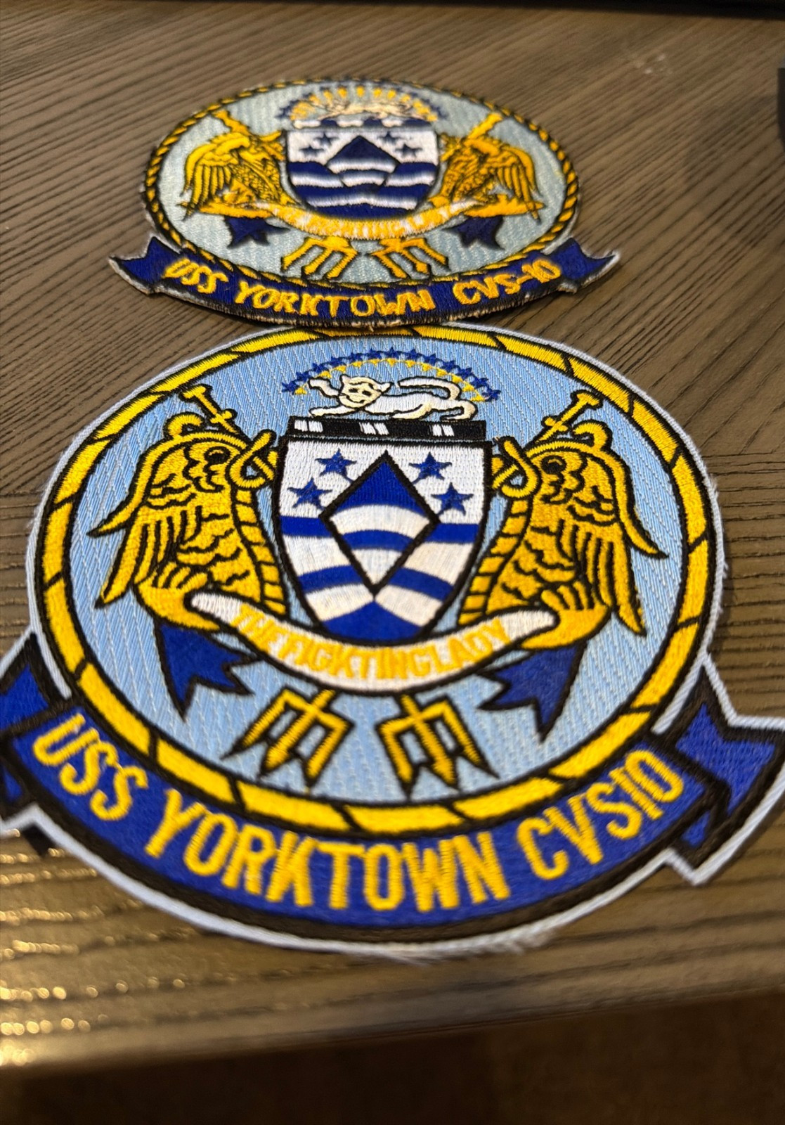USS Yorktown Patch Lot of 2 US Navy CVS-10 Fighting Lady