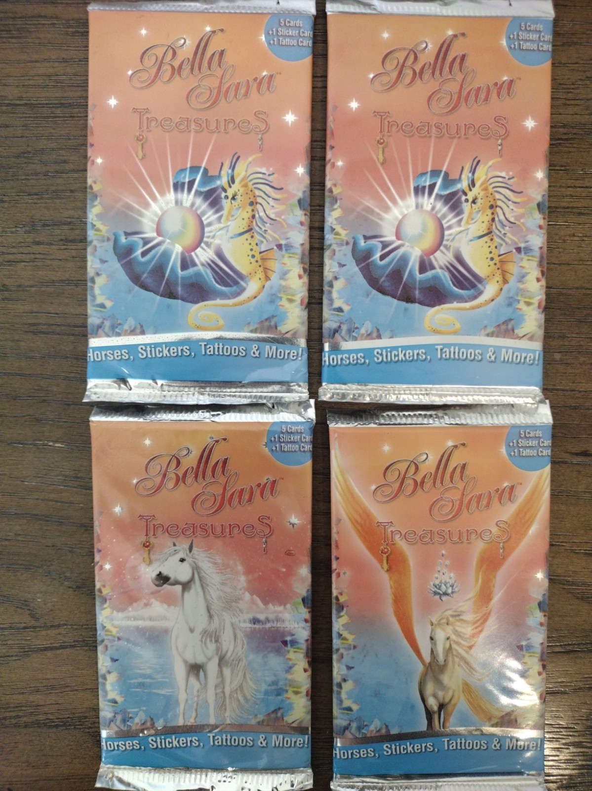 Bella Sara Treasures lot of 4 booster packs cards, tattoo, sticker