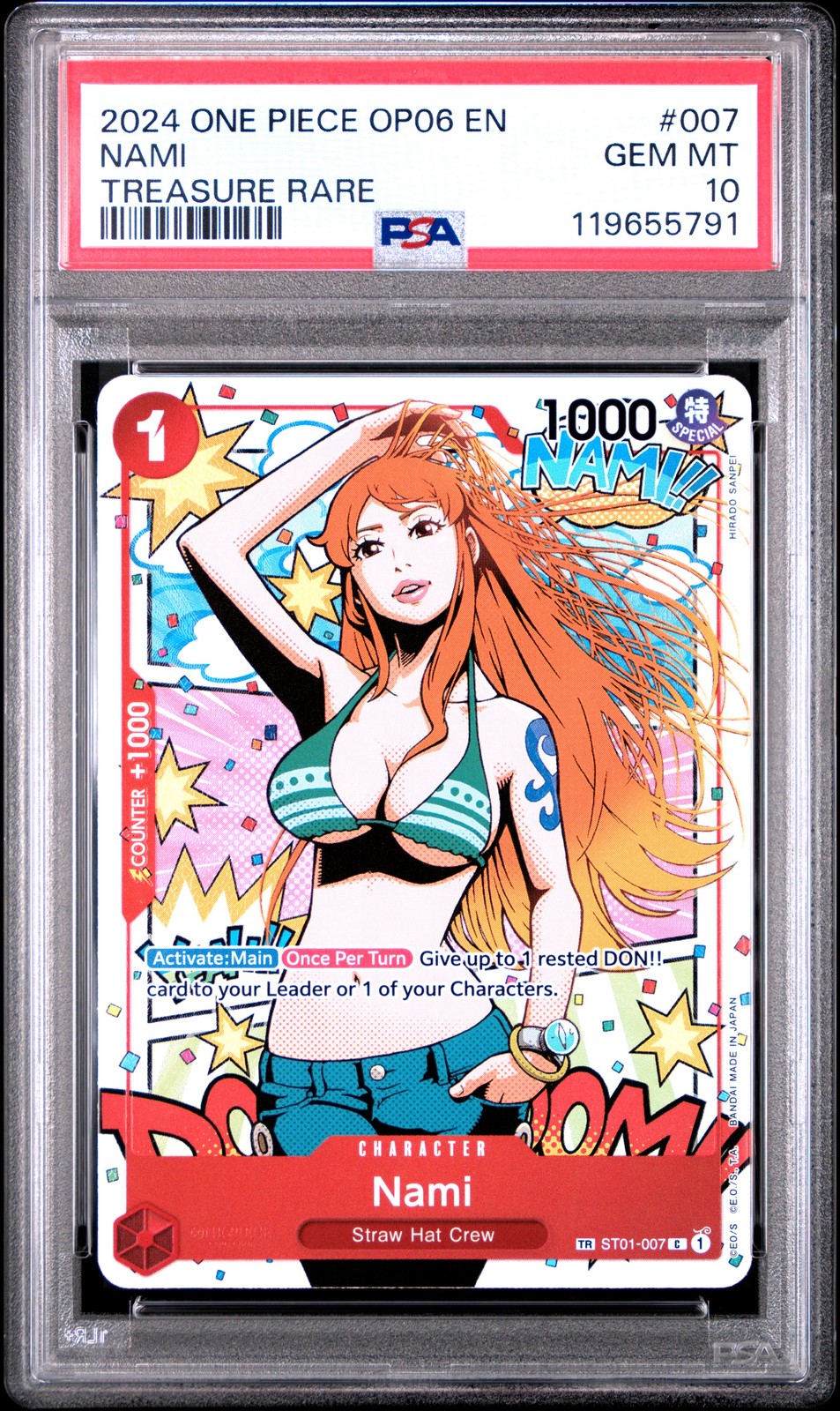 2024 ONE PIECE OP06-WINGS OF THE CAPTAIN TREASURE RARE #007 NAMI PSA 10