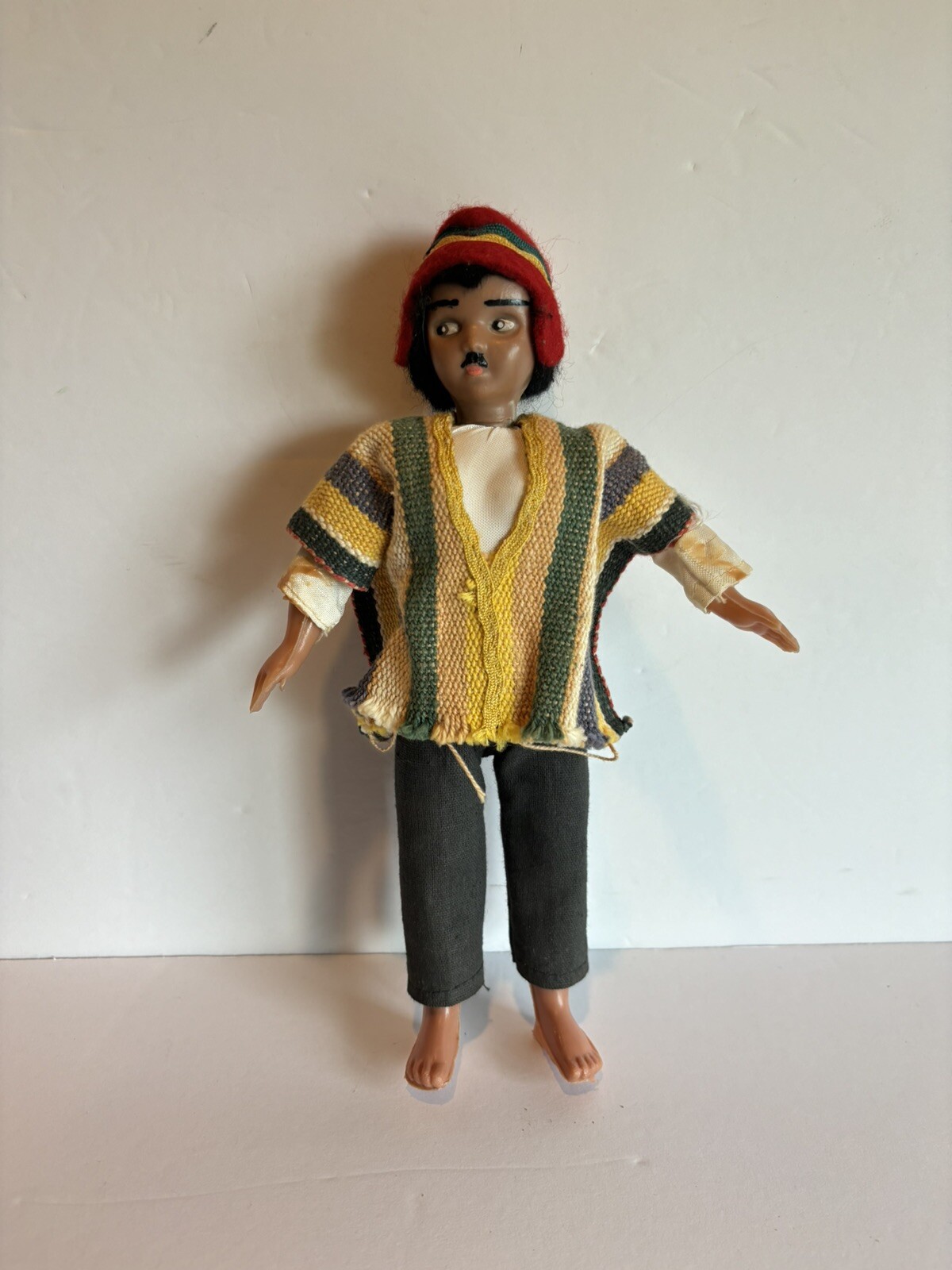 Vintage Handcrafted South American Folk Doll Man  9”