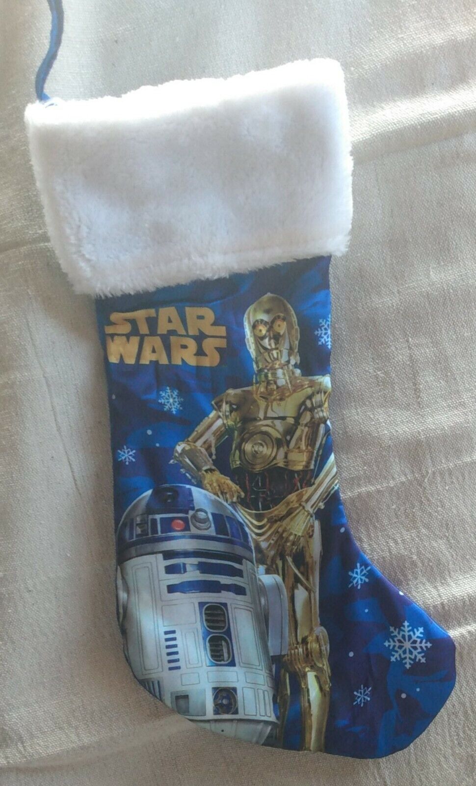 Star Wars CHRISTMAS STOCKING R2 D2 C3PO Blue Excellent Lucas Arts 