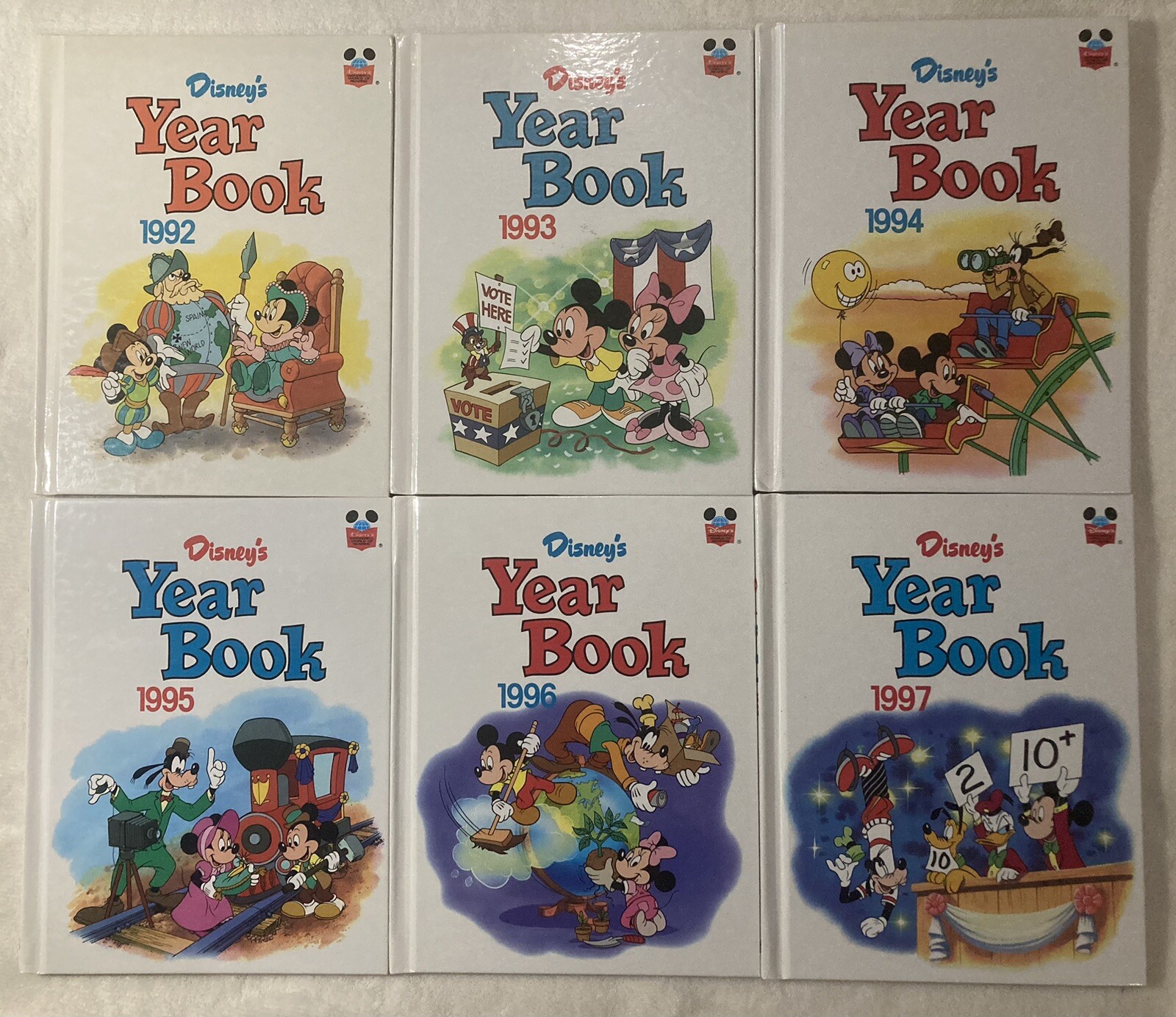 Vtg Disney\'s Year Book Lot of 6 \'90\'s Hardcover Books ‘92 ‘93 ‘94 ‘95 ‘96 ‘97