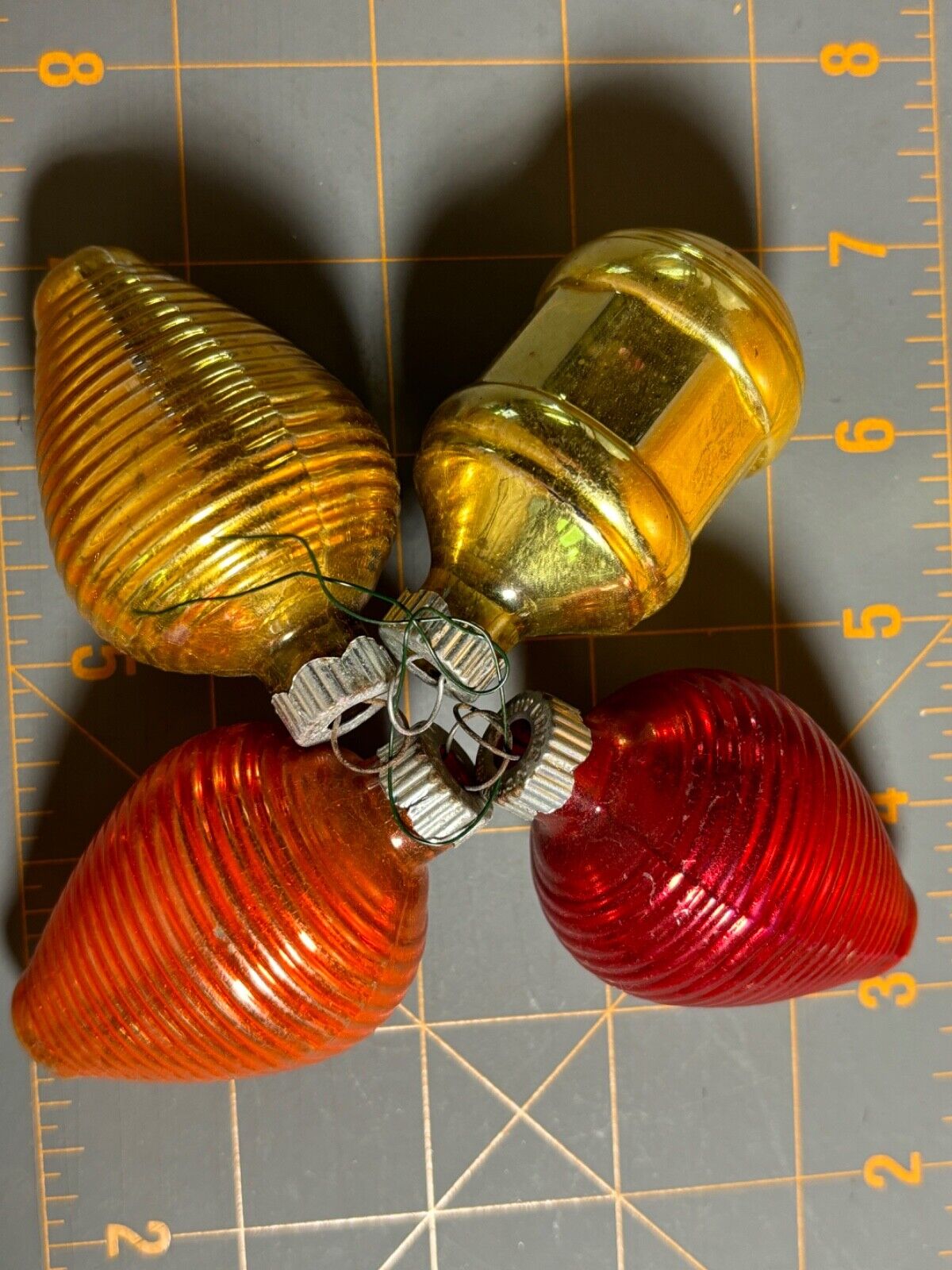 lot of 4 vintage 50\'s Shiny Brite Christmas Ornaments Chinese lantern