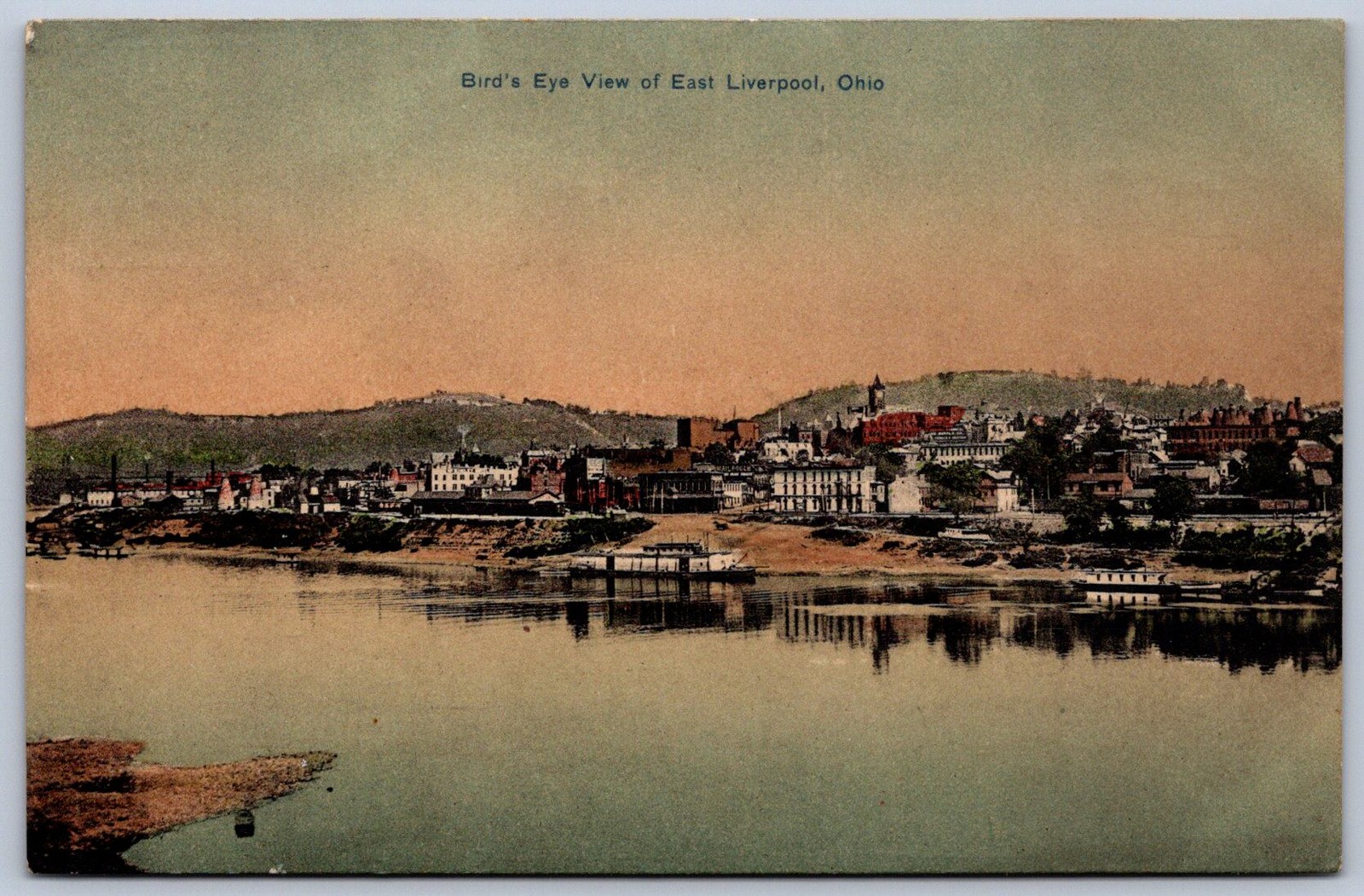 K29/ East Liverpool Ohio Postcard c1910 Birdseye River Stores Homes 88