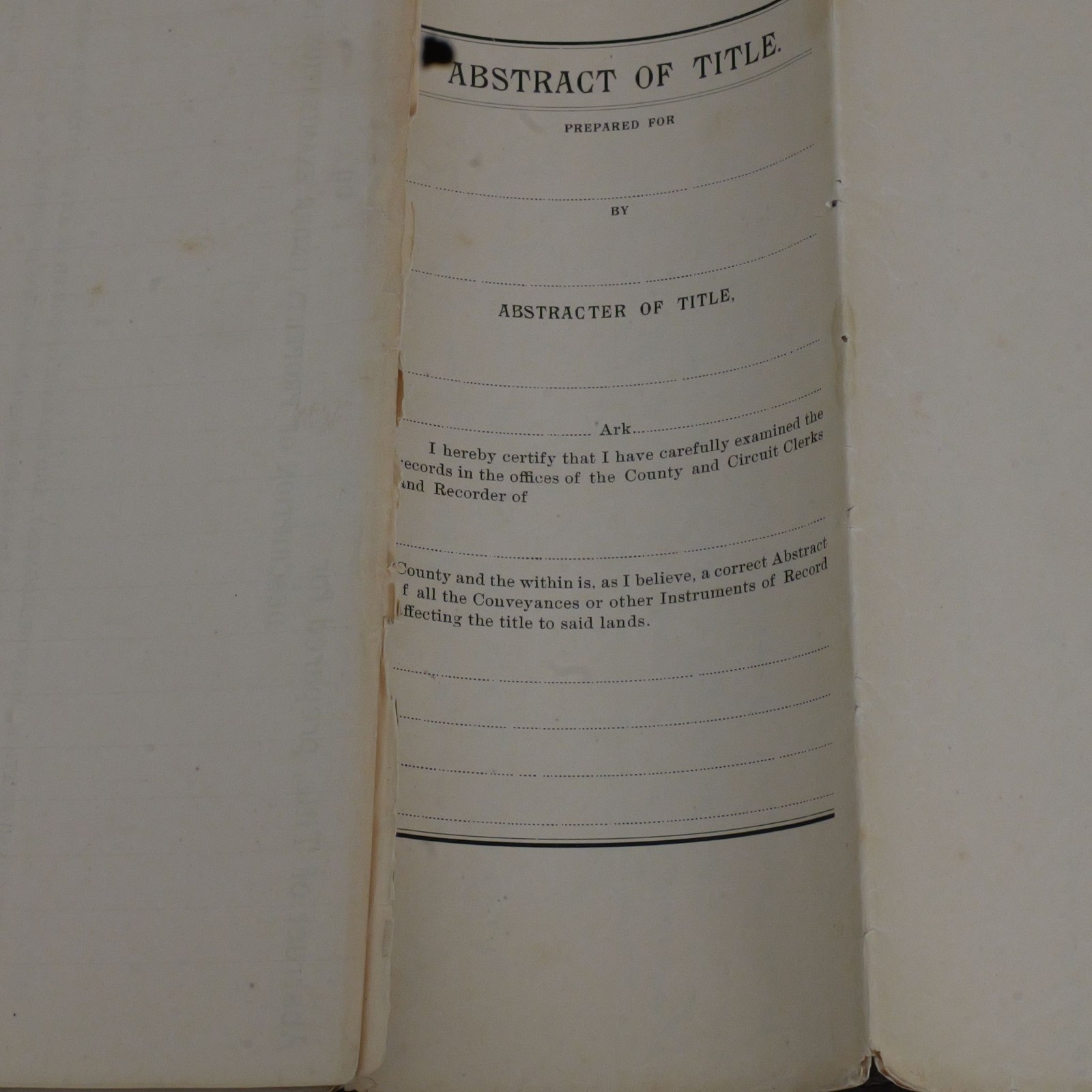Antique Abstract of Title Book Arkansas Handwritten Land Records 1800s Ledger