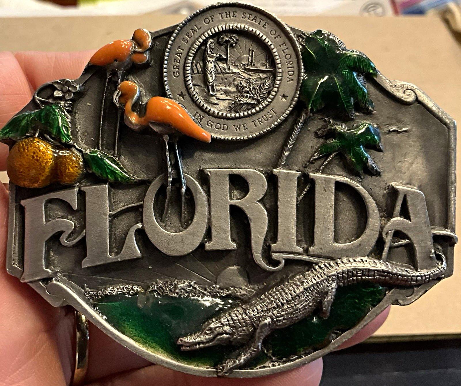 Florida Great Seal of the State of Florida Souvenir Belt Buckle - Made in U.S.A.