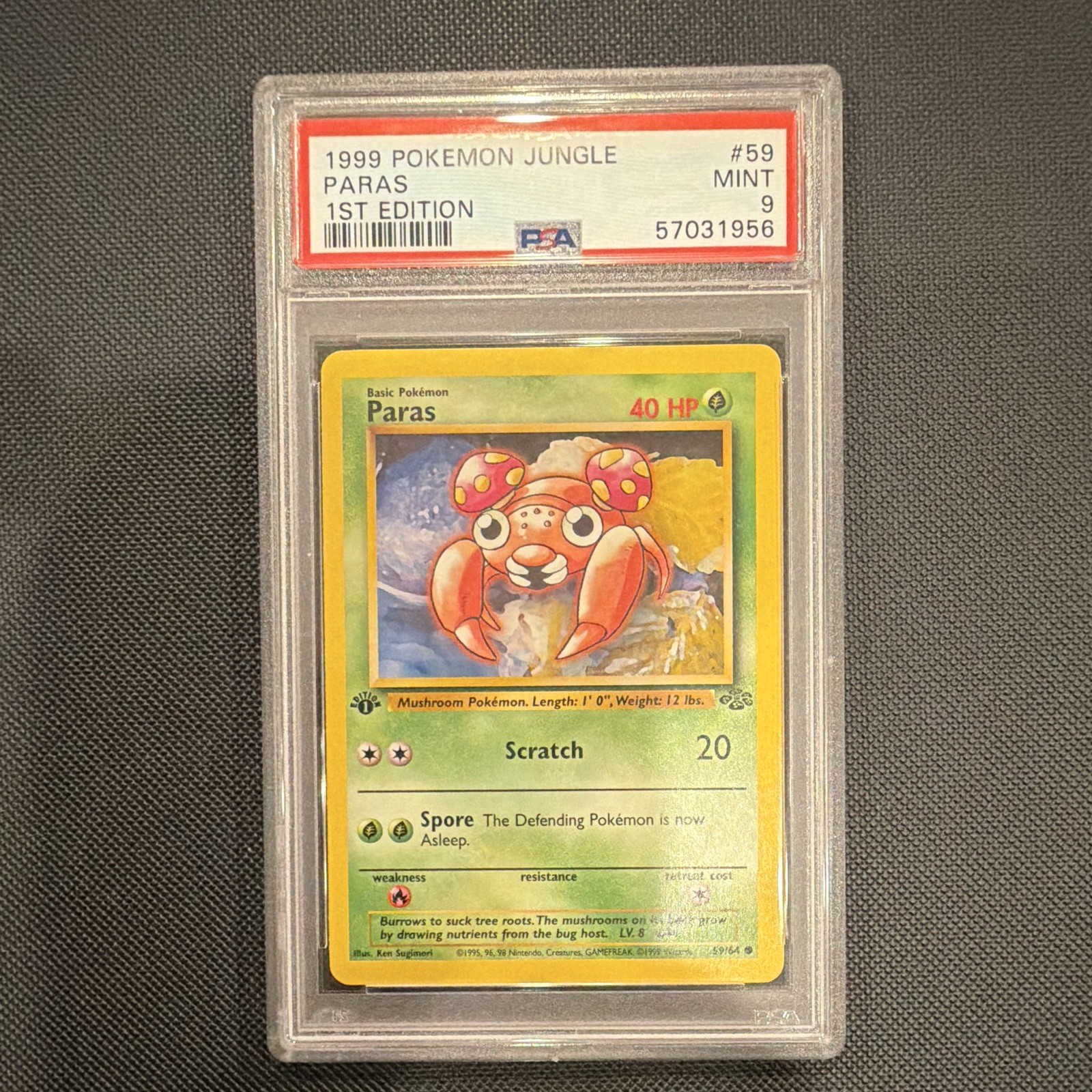 Pokémon 1999 Jungle Paras #59 1st Edition PSA 9 Mint English Card