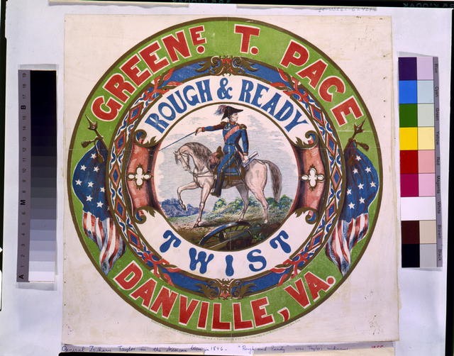 Danville Va Zachary Taylor 1855 Rough Ready Tobacco Label Mexican War