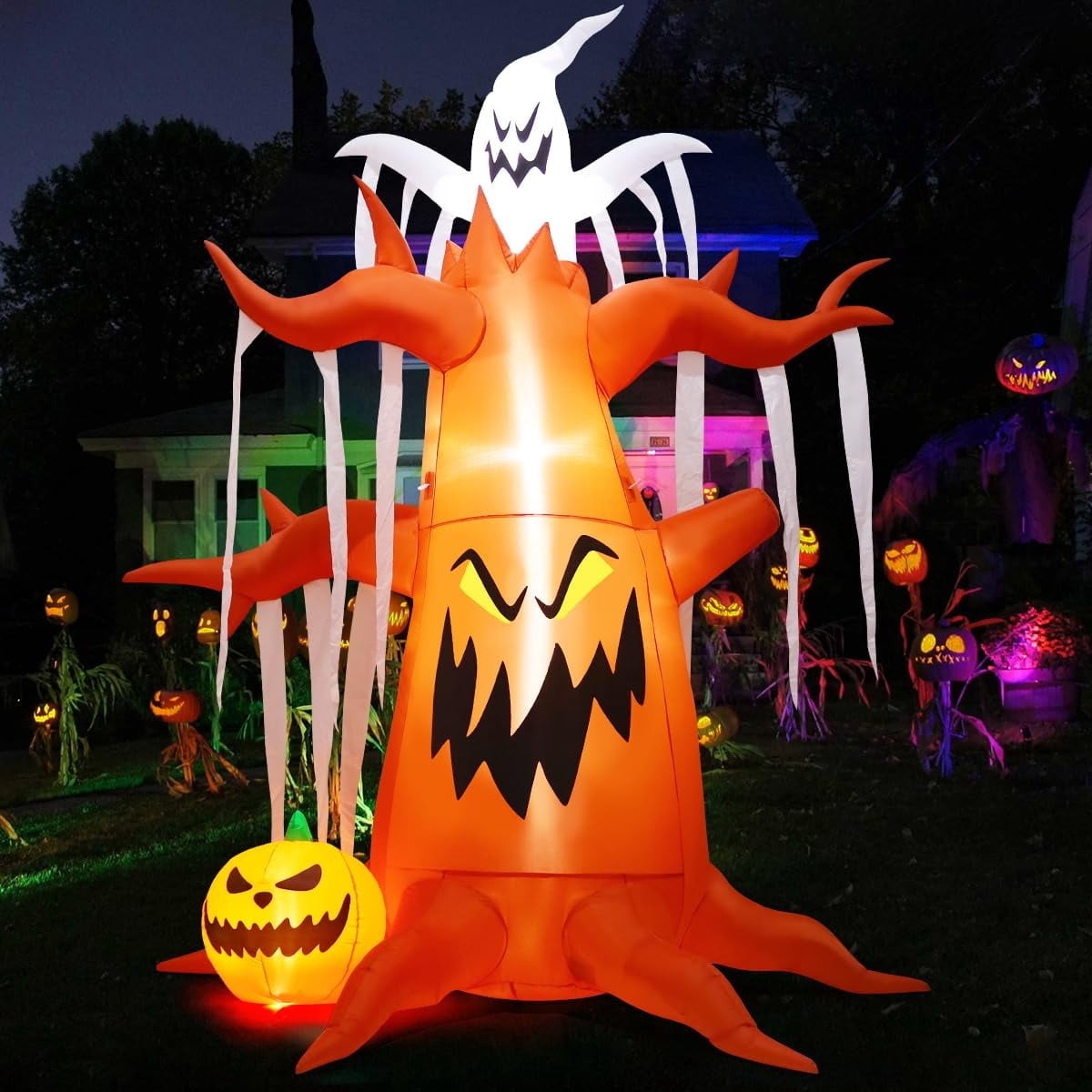 GOOSH Halloween Inflatables 10 FT Inflatable Halloween Tree with LED Lights, Sca