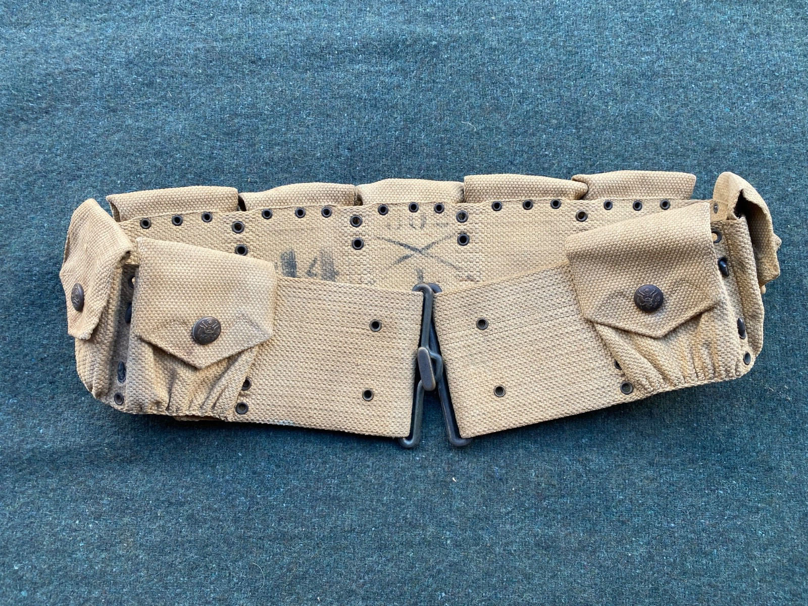 Original pre-WW1 US Army M1903 Eagle Snap 9 Pocket Cavalry Rifle Cartridge Belt
