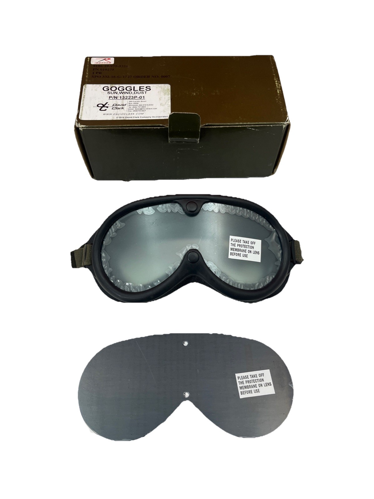 Original U.S. Military David Clark Sun, Wind and Dust Goggles w/Box & Extra Lens