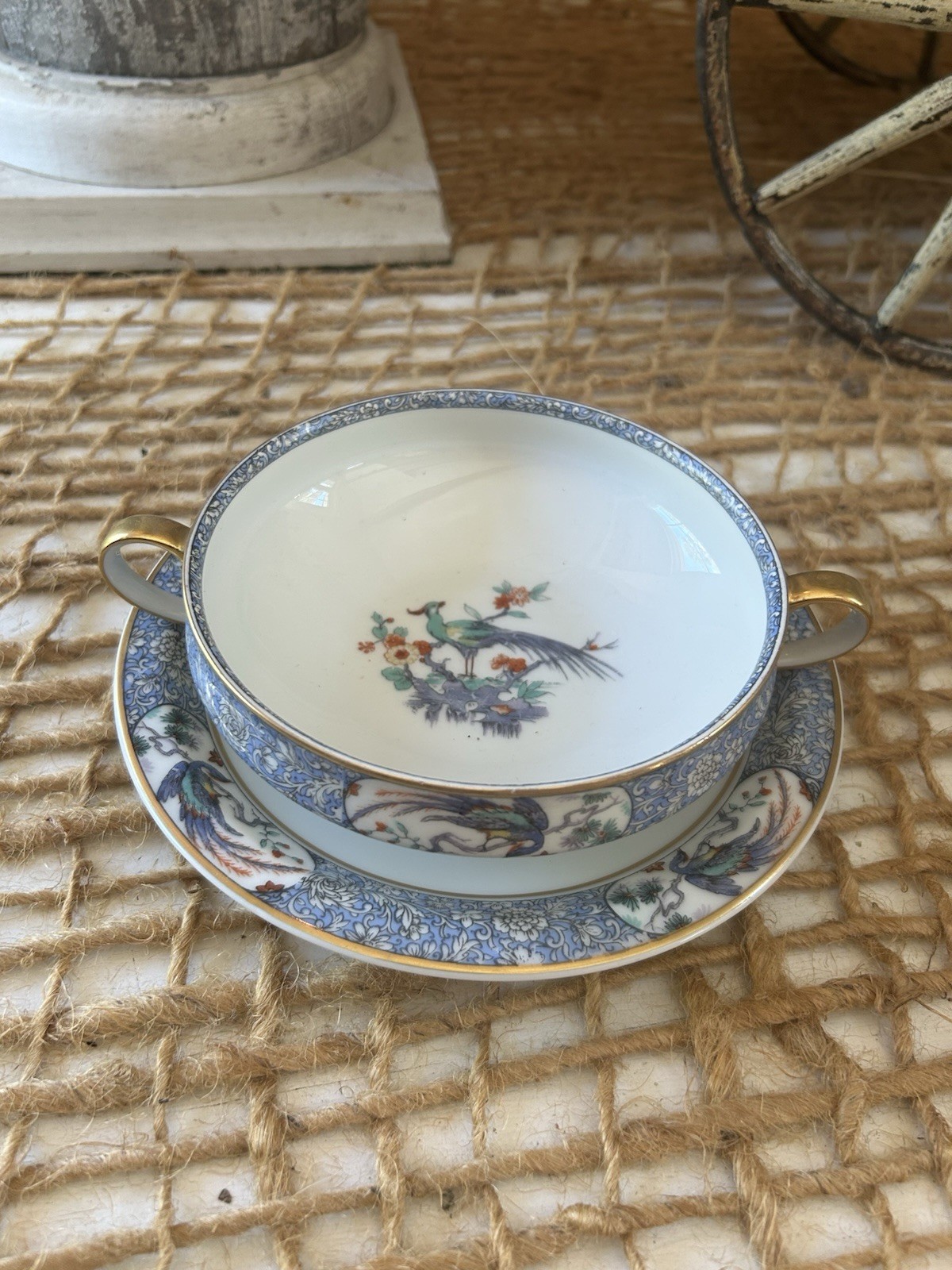 Beautiful Haviland Limoges Rajah Pattern Footed Cream Soup & Underplate/Saucer