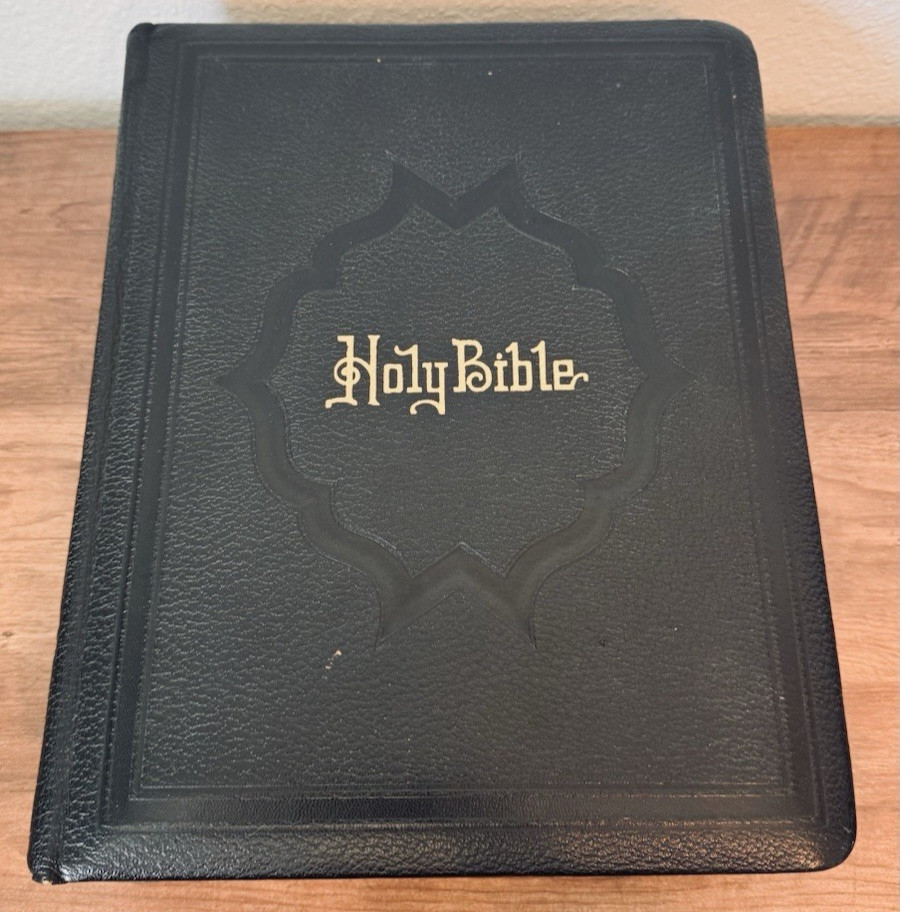OLD HEAVY HUGE Bible Alfred Nevin Old & New Testament + Family Tree Record Blank