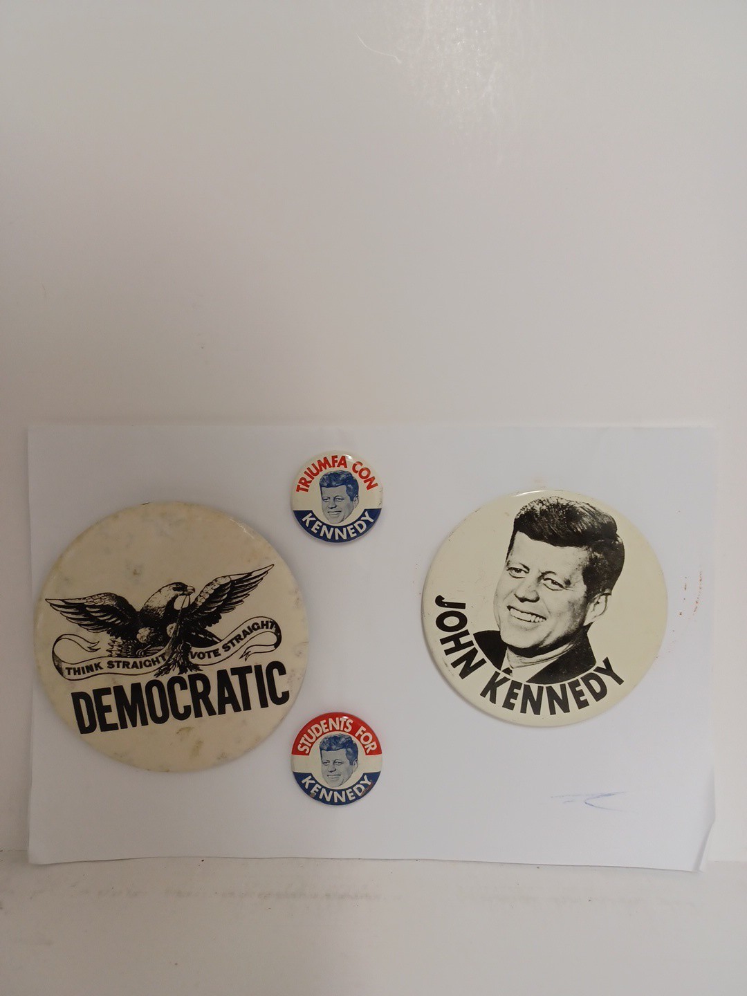 Vintage 1960 John F Kennedy JFK Campaign Button Lot (4) Democratic Litho Pins