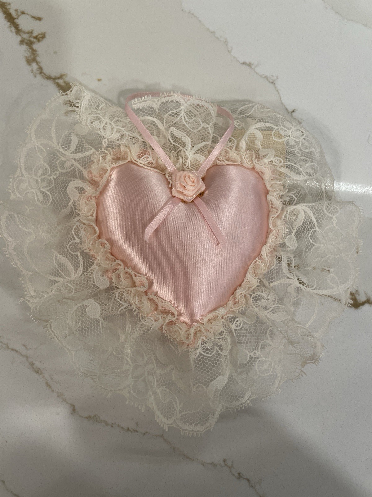 Vintage Victoria’s Secret Heart Sachet Pillow Satin Pink Lace Ornament 6 Vintage Victoria’s Secret Heart Sachet Pillow Satin Pink Lace Ornament 6