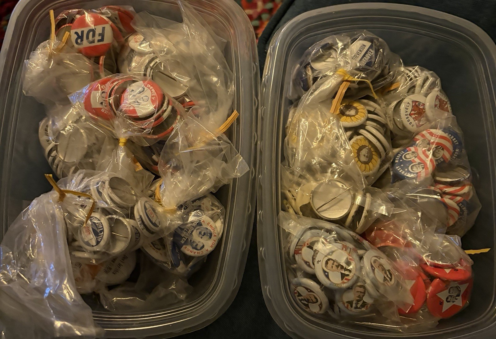Lot of 100s Vintage Political Campaign Buttons Pins NOS 1970s Repos