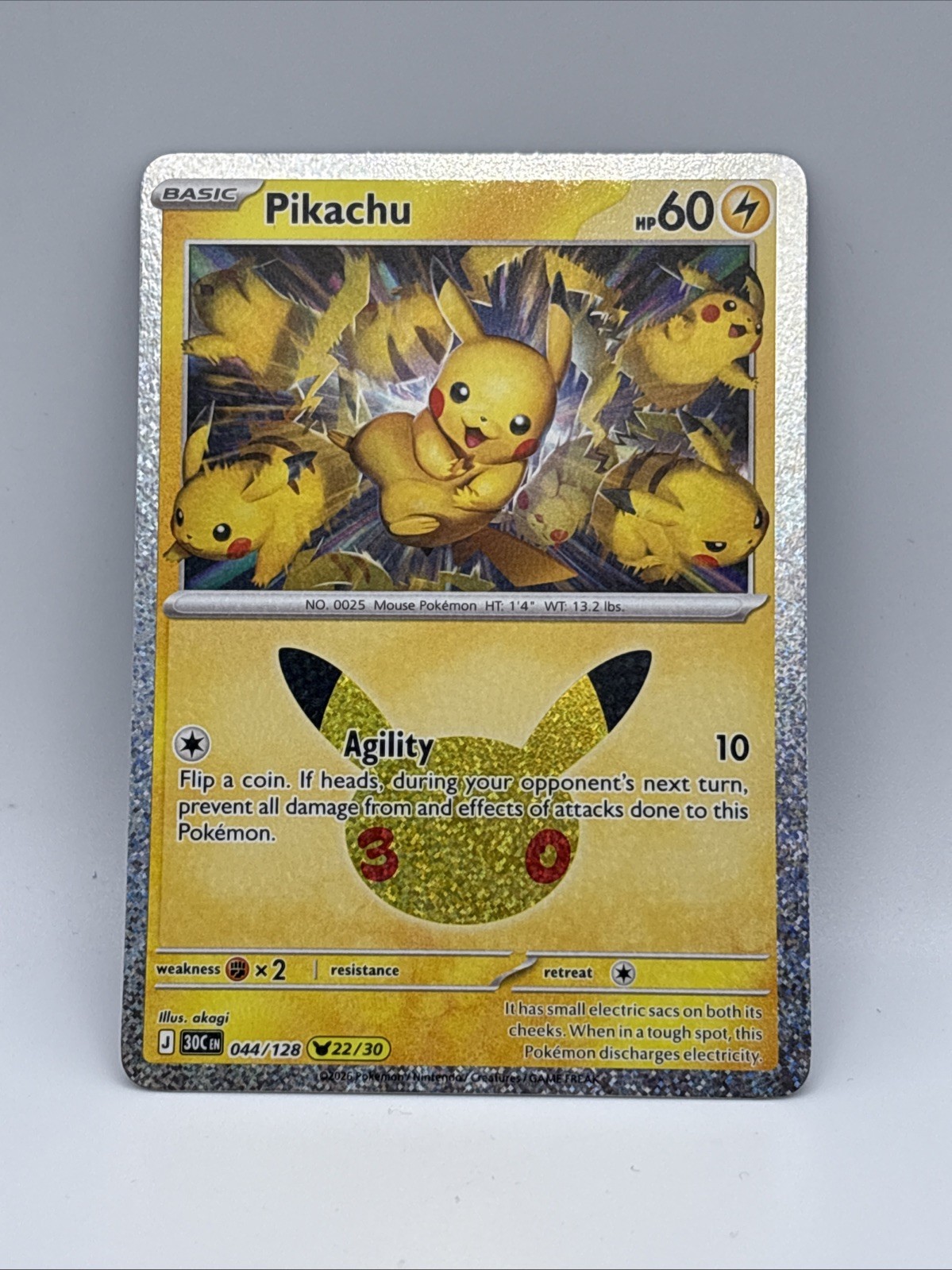 Pikachu 044/128 Me: 30th Celebration Holo