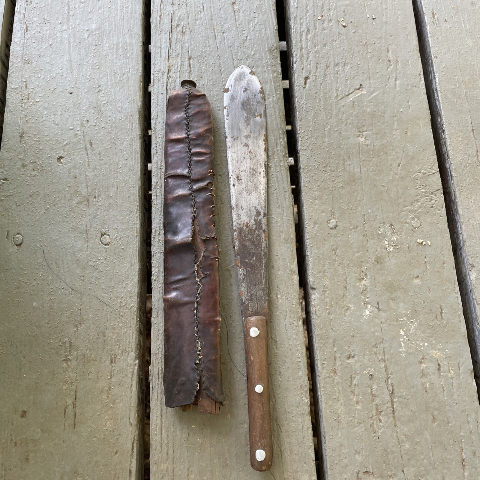 Vtg African Masai Warrior Tribal Hunting Knife Sword Machete Leather Steel 16