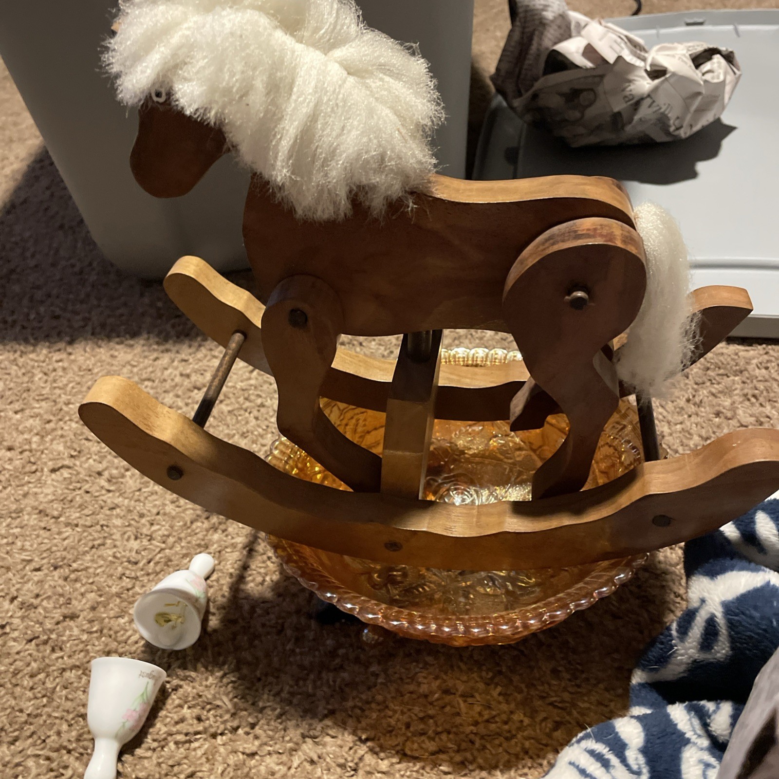Vintage Wooden Rocking Horse Small Decorative Folk Art Primitive Clackity Sound