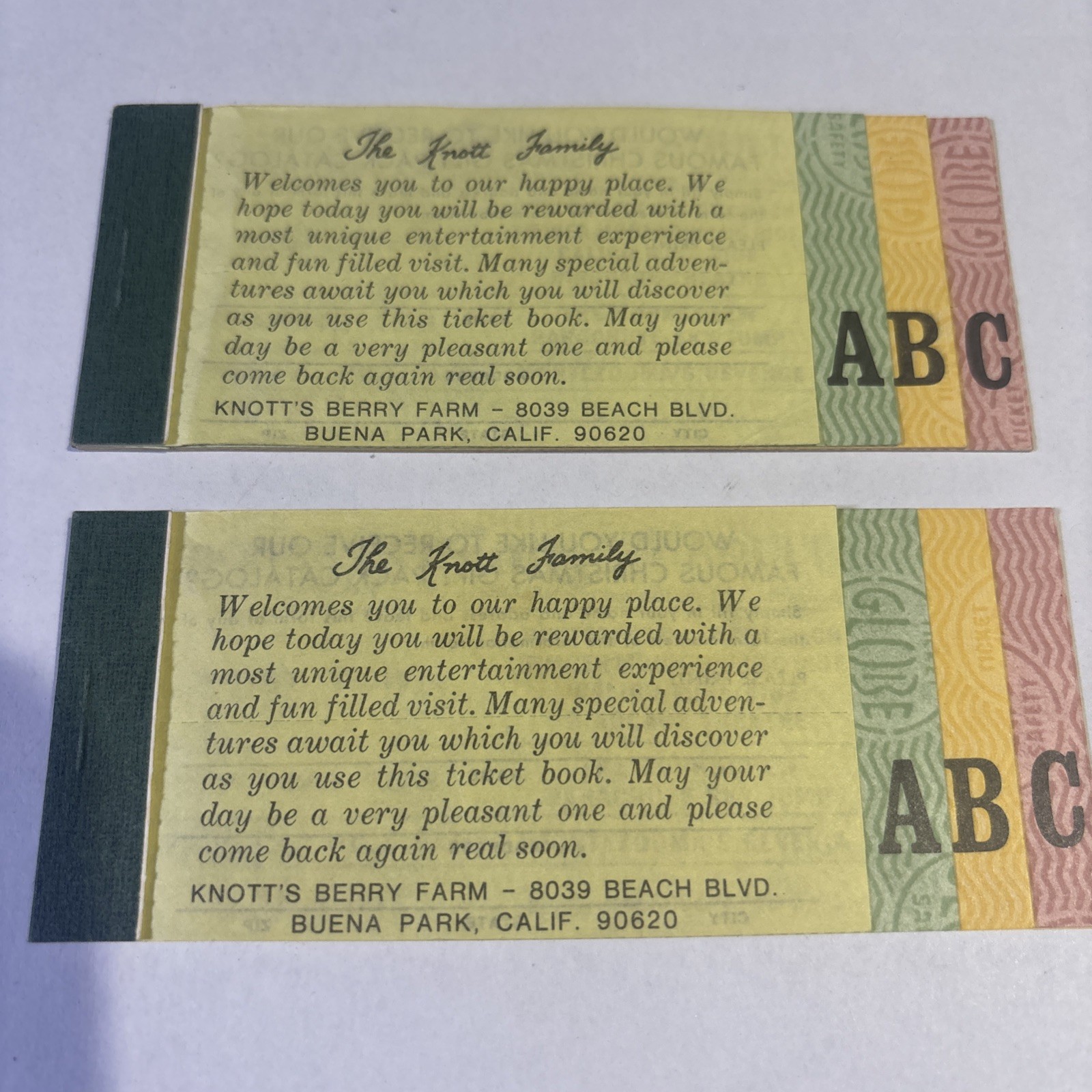 Vintage Pair of 1970s Knott\'s Berry Farm Super Bonanza Ticket books