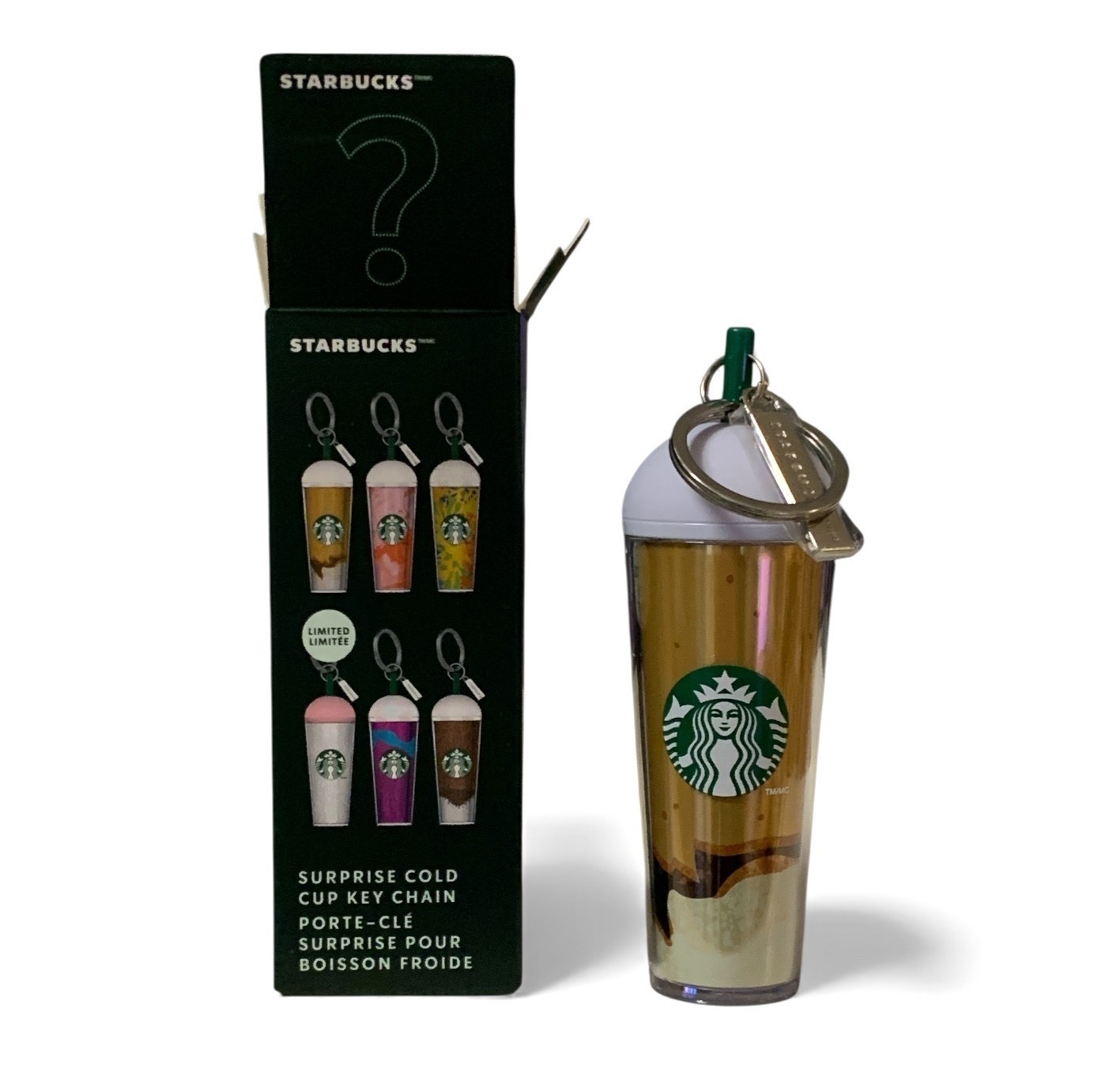 Starbucks Cold Cup S\'mores Frappuccino Keychain Caramel Gold Surprise  Blind Box