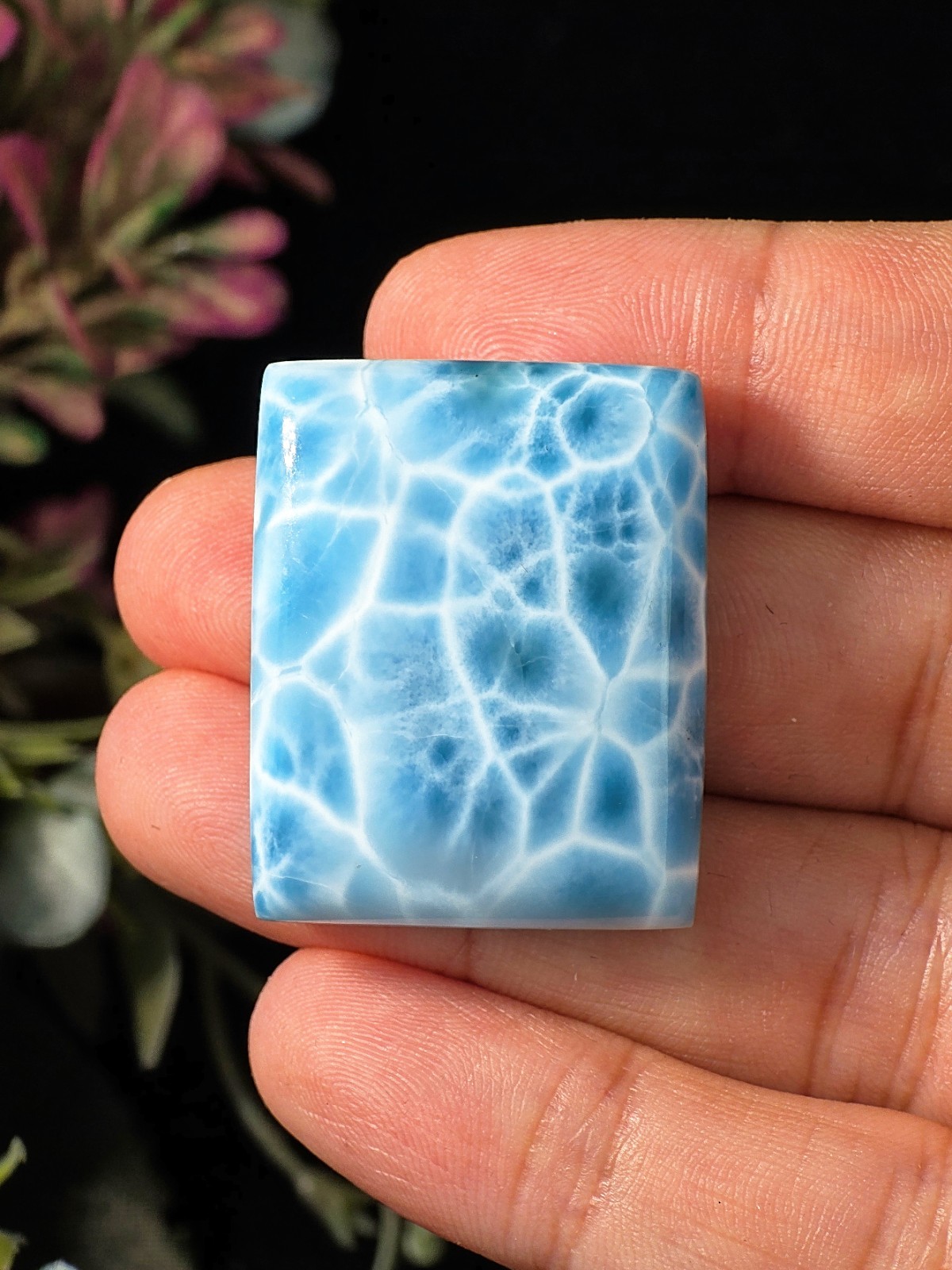 17G AAAA LARIMAR CABOCHON BLUE DOMINICAN LARIMAR STONE RARE MINERAL SPECIMEN
