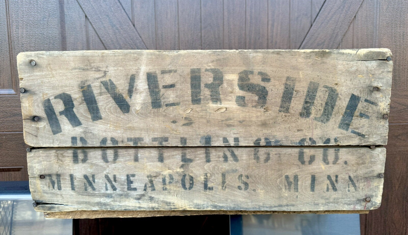 Rare Riverside bottling crate minneapolis mn wood Antique Brewing Beer Soda Box