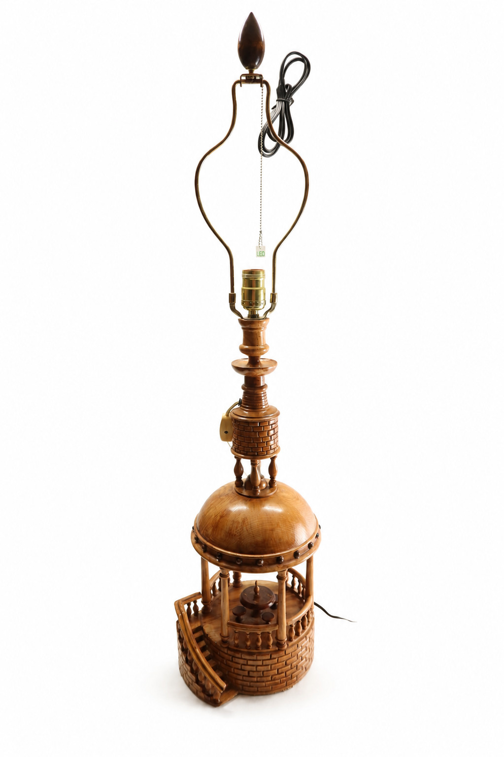 OOAK Belarus Karelian Birch Gazebo Table Lamp 36