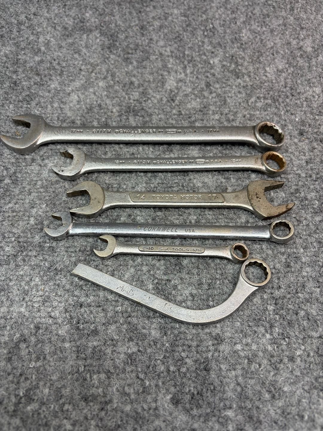 6pc Vintage Wrench Lot - Mac Tools S 161, Proto Challenger, Cornwell, S-K,Toyota